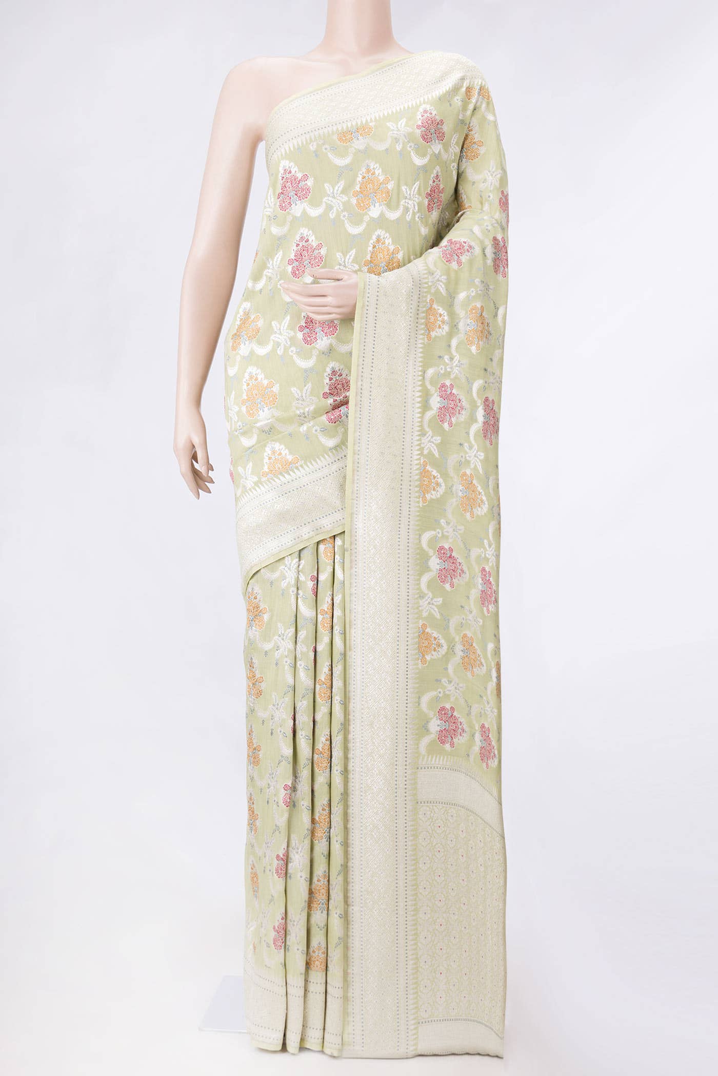 Pista Green Dual Tone Banarasi Georgette Saree