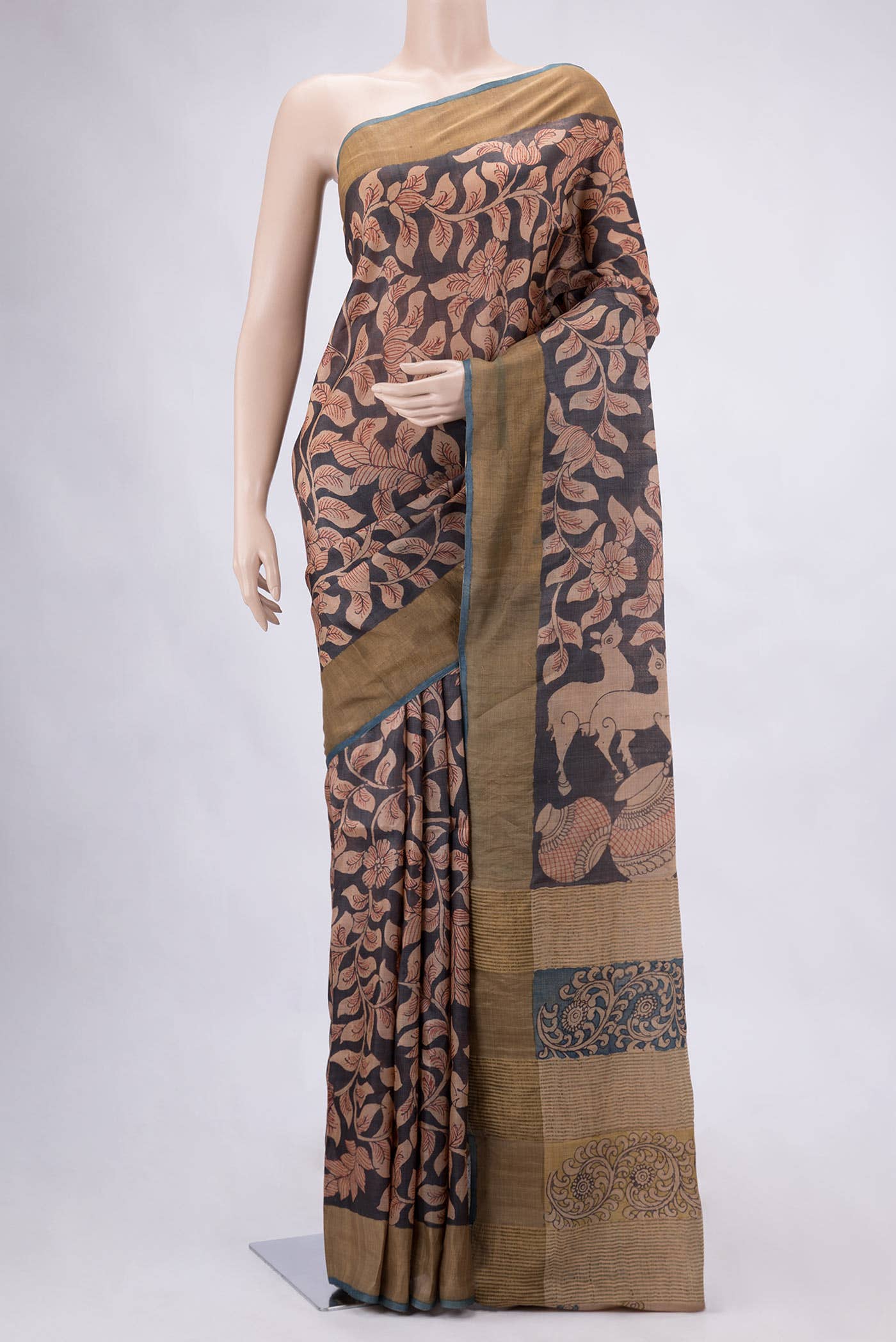 Coffee Brown Dual Tone Tussar Silk Saree
