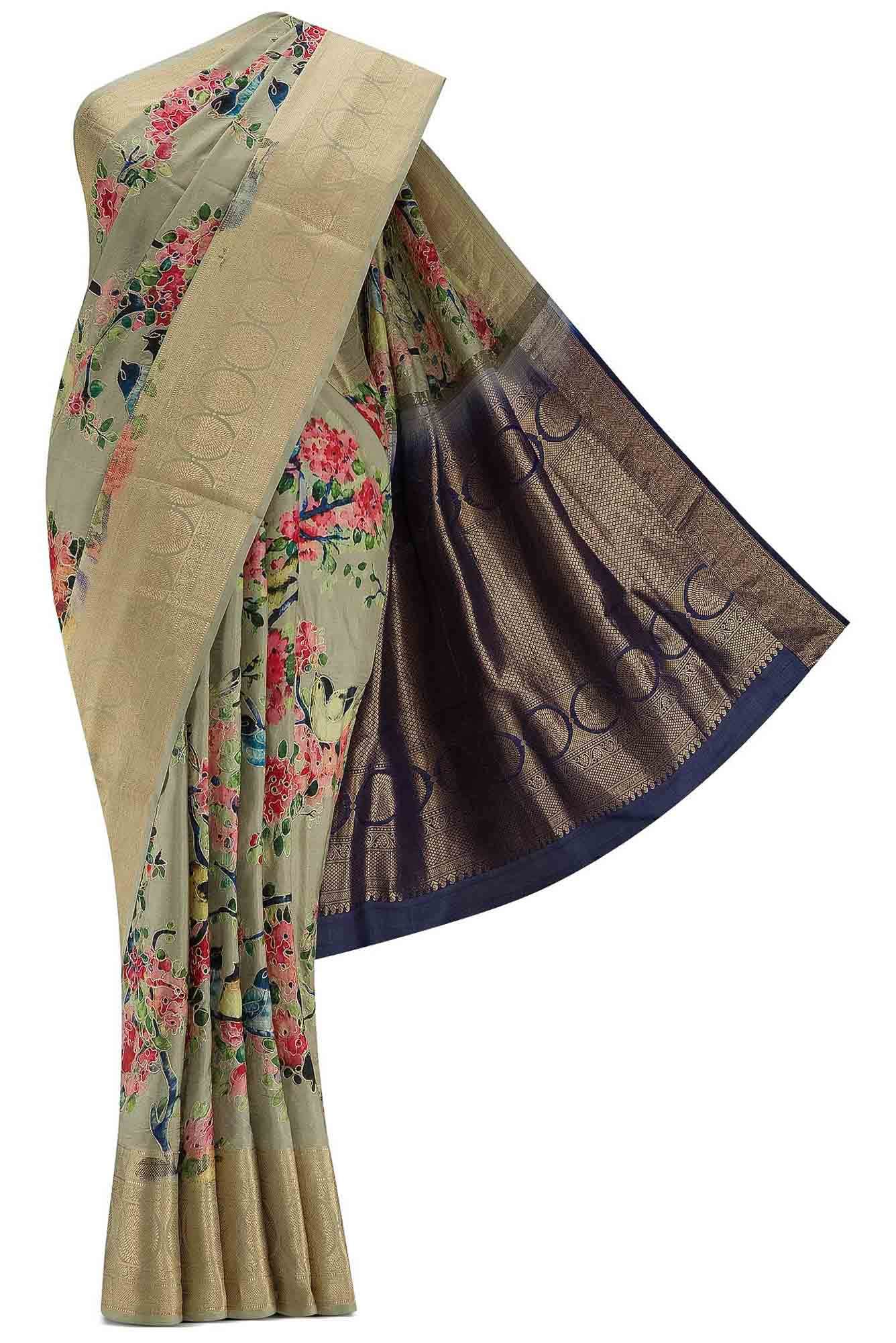 Beige Dual Tone Kanchipuram Silk Saree