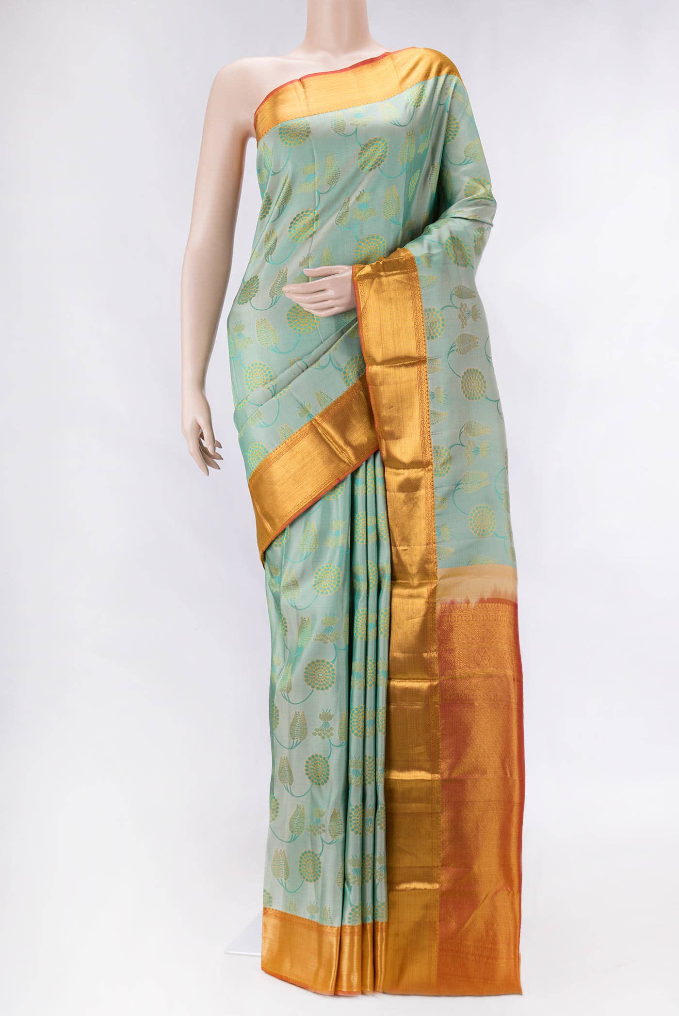 Light Green Dual Tone Kanchipuram Silk Saree