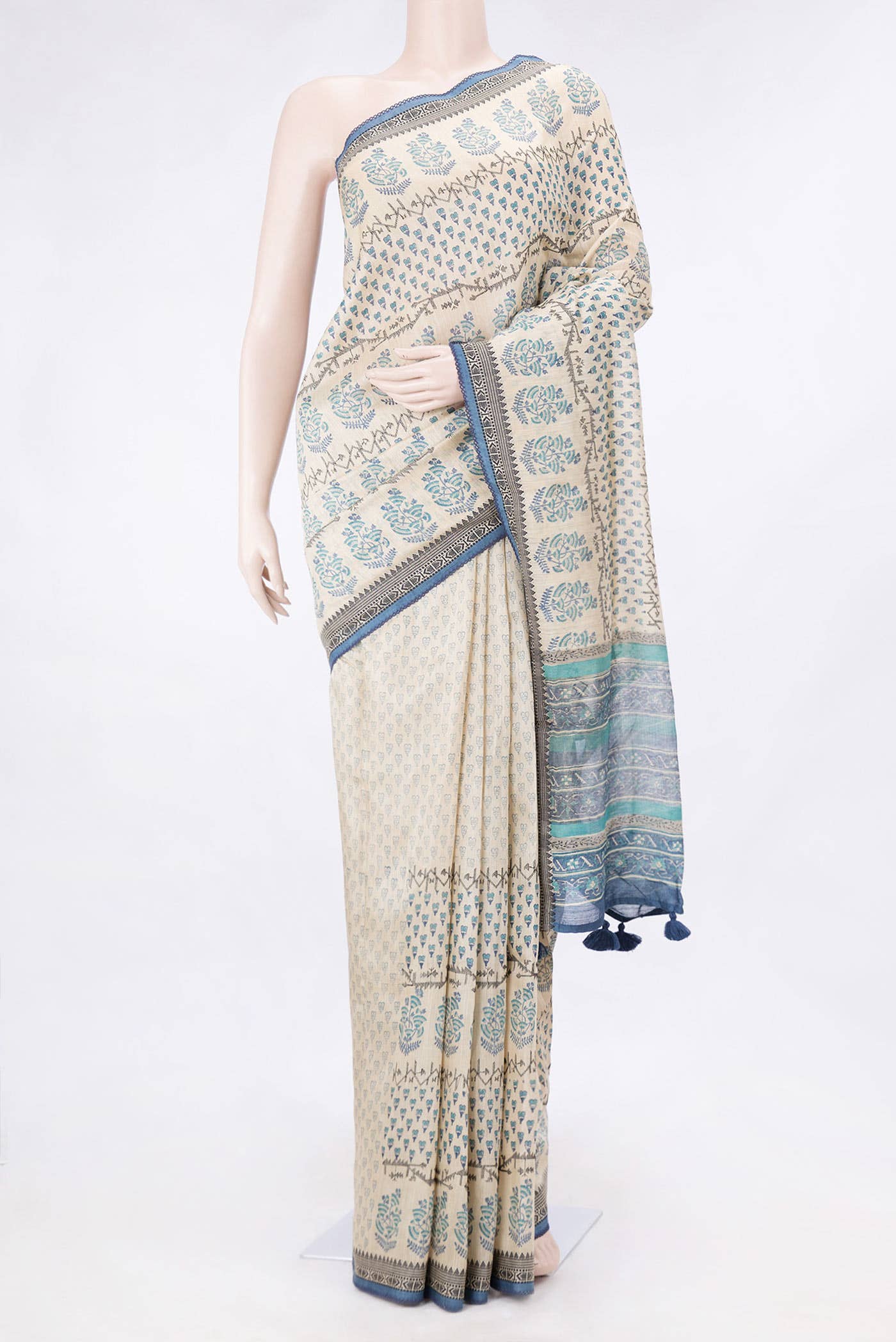Beige Dual Tone Tussar Silk Saree