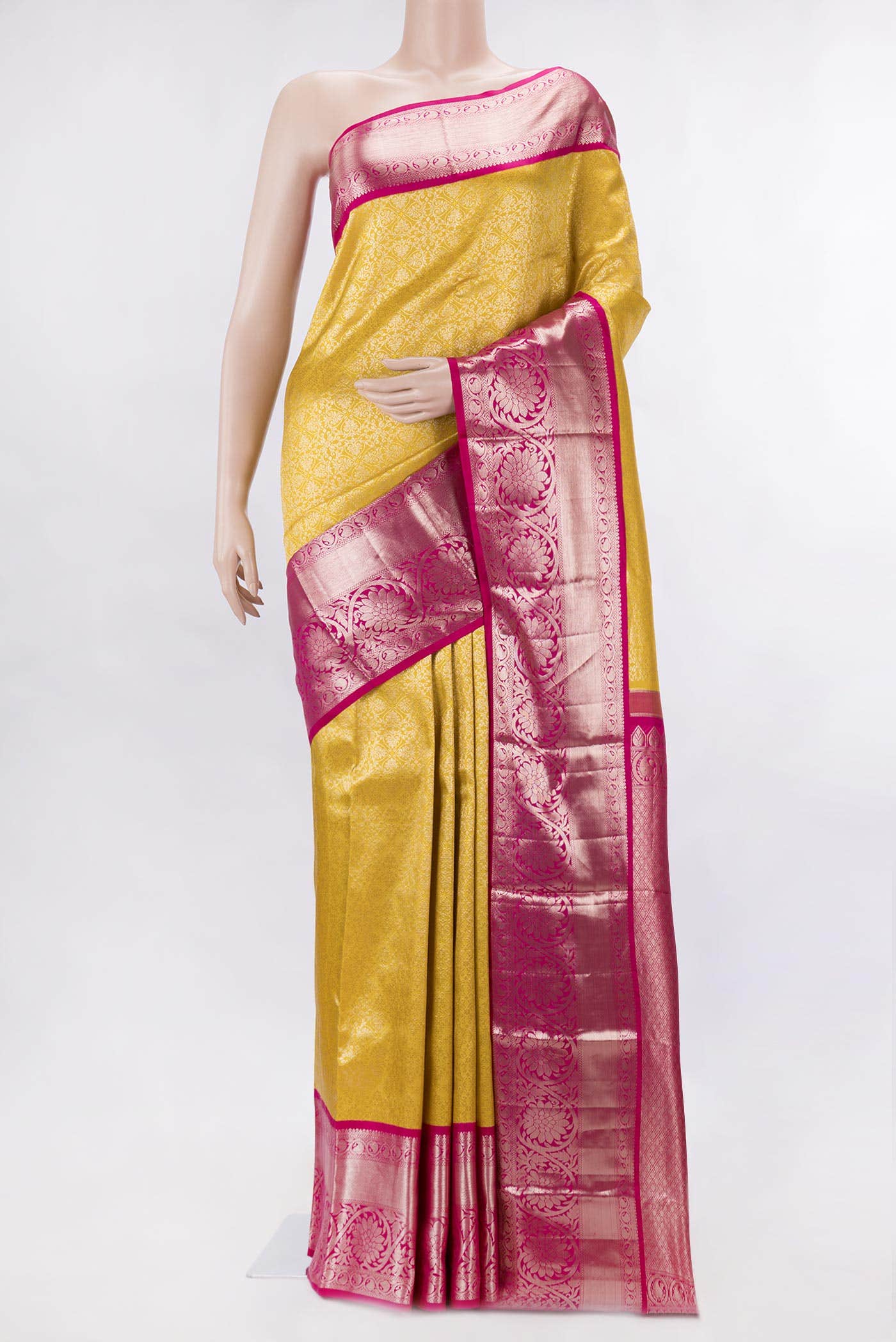 Yellow Dual Tone Kanchipuram Silk Saree