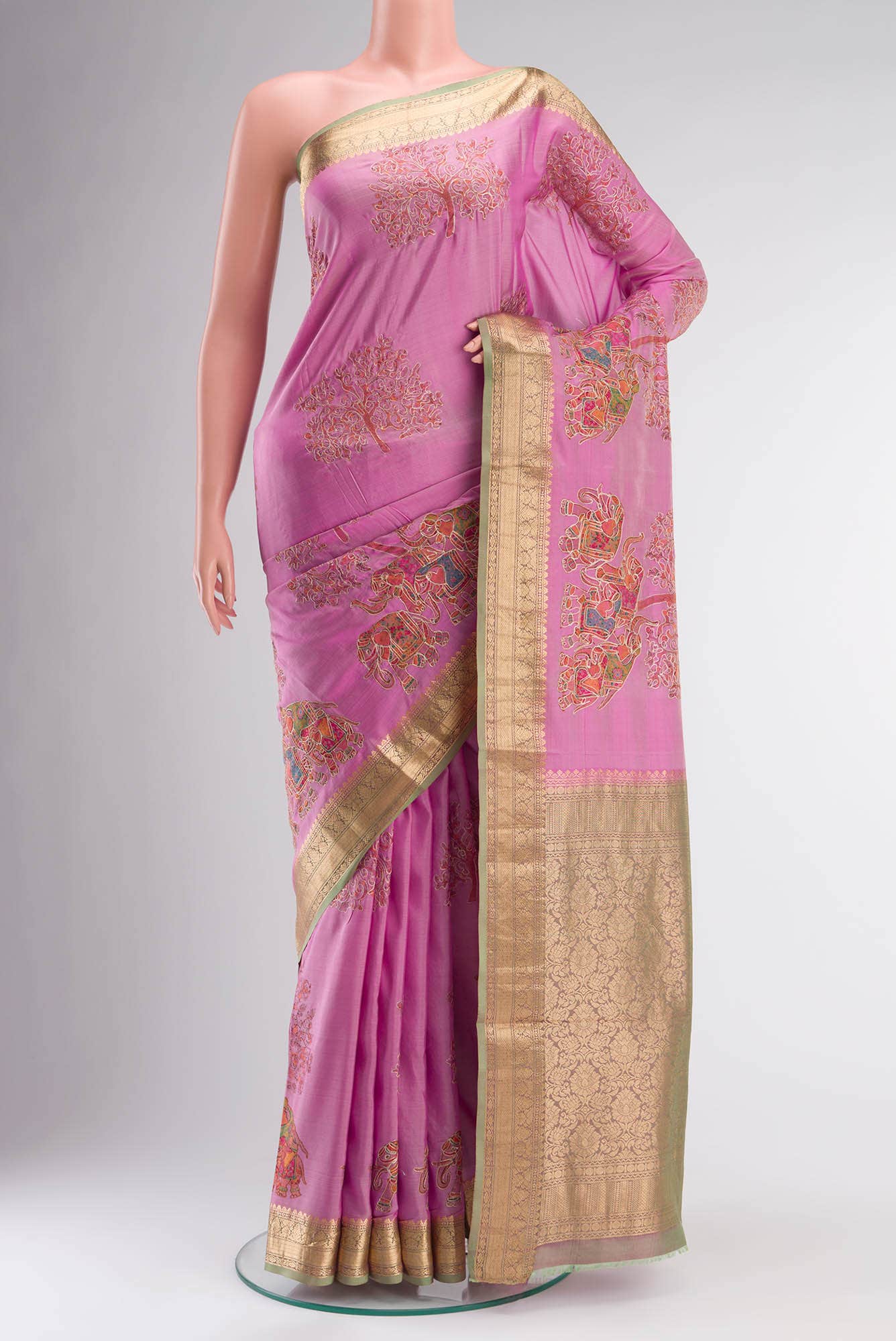 Pink Bangalore Silk Saree