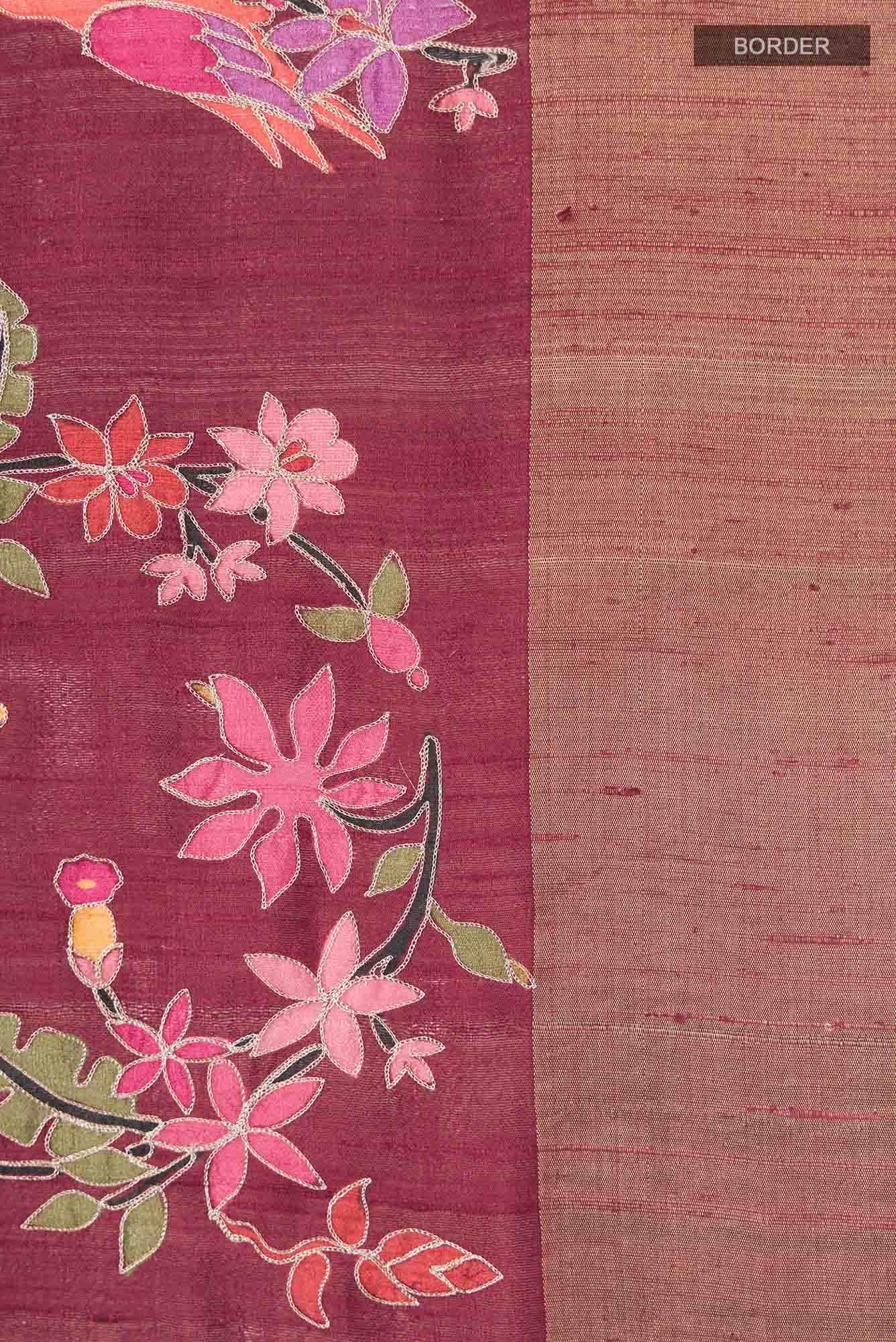 Maroon Bhagalpuri Tussar Silk Saree