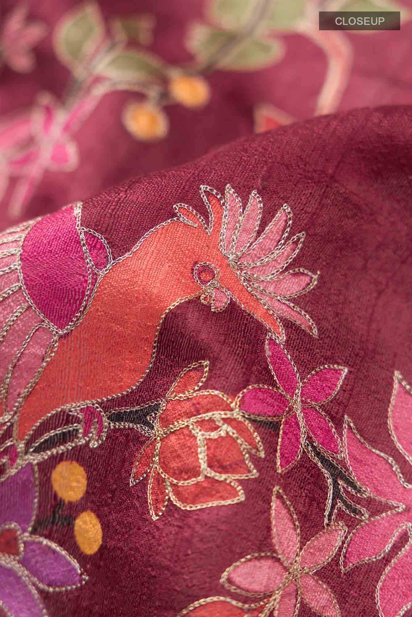 Maroon Bhagalpuri Tussar Silk Saree