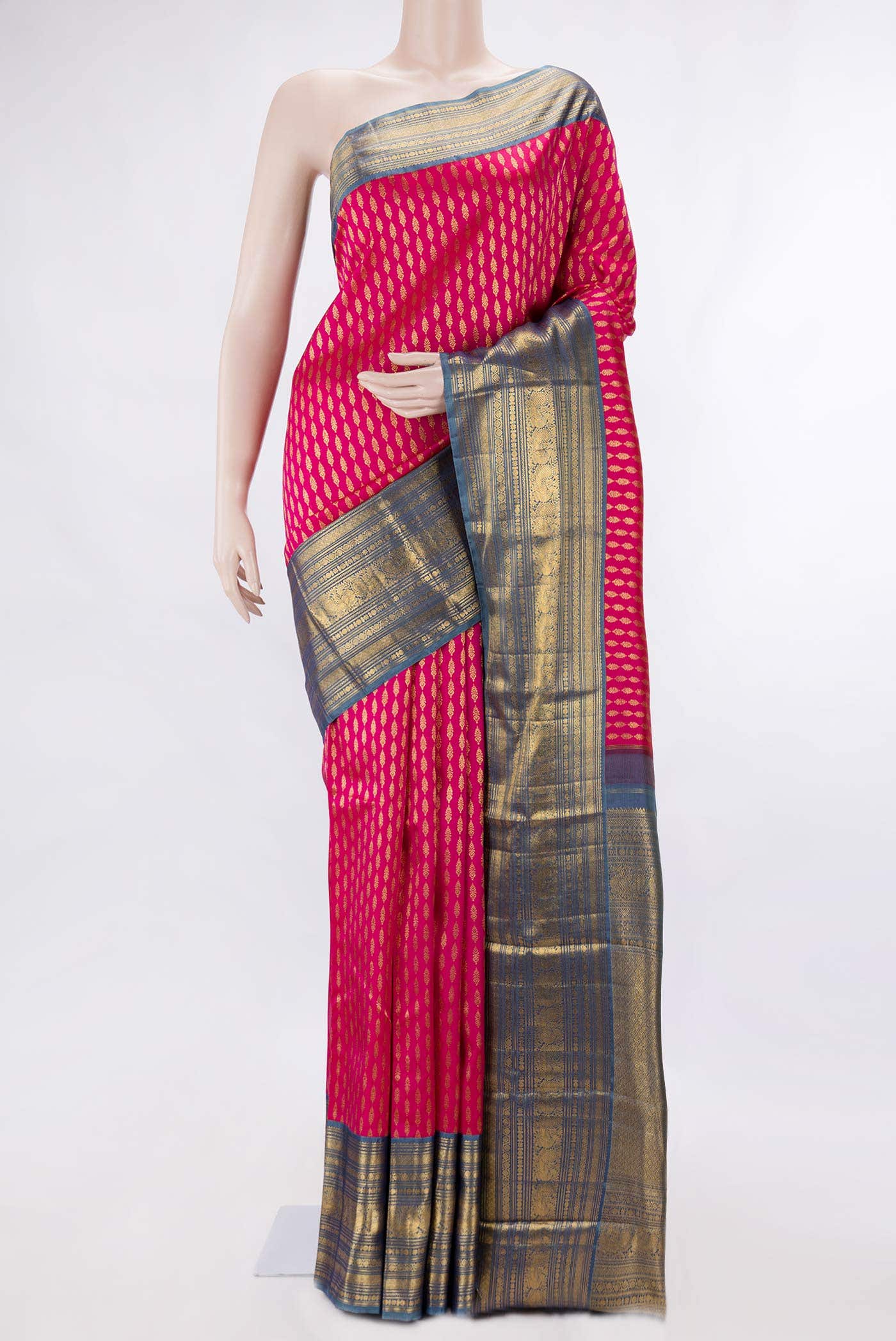 Pink Dual Tone Kanchipuram Silk Saree