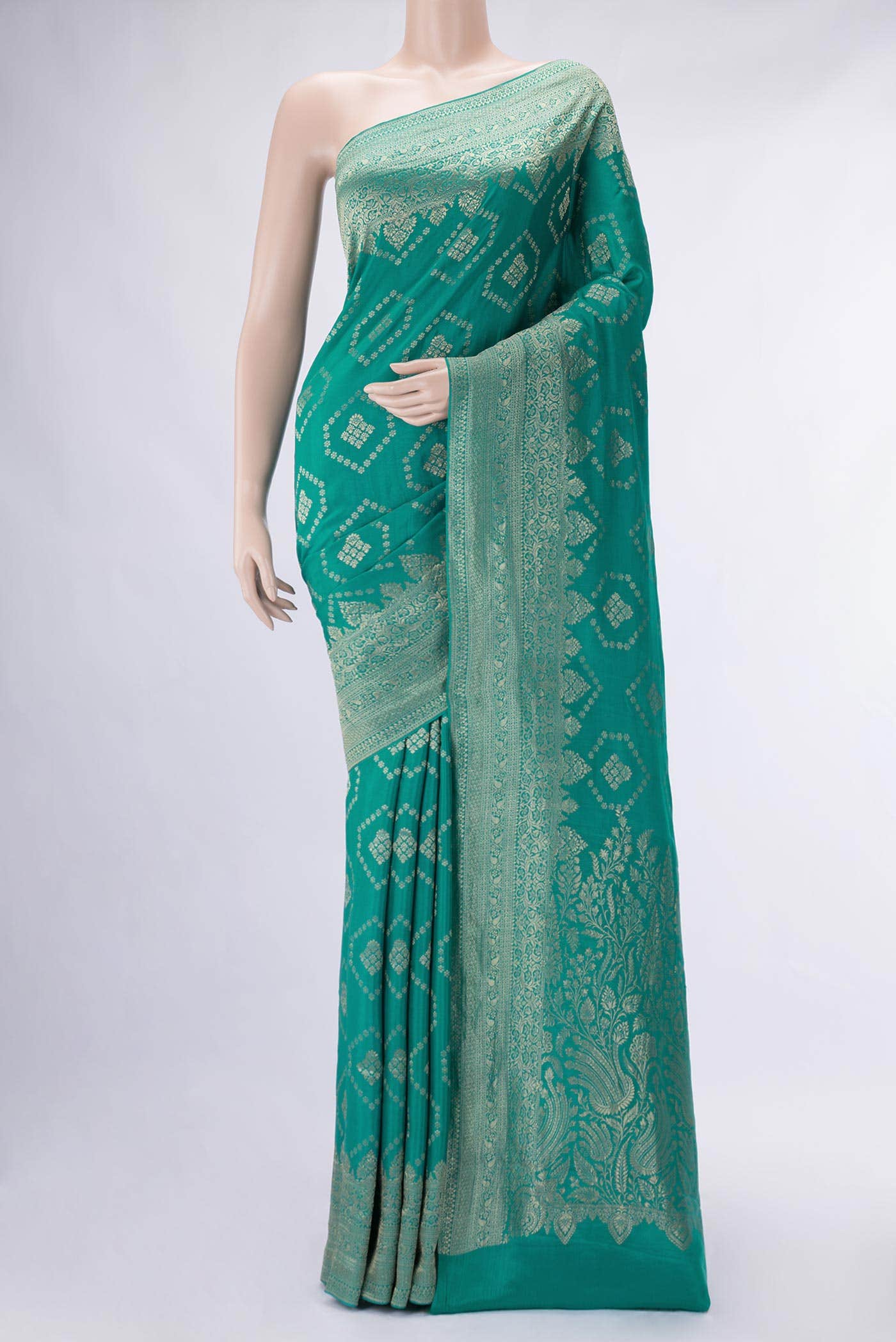 Green Banarasi Georgette Saree