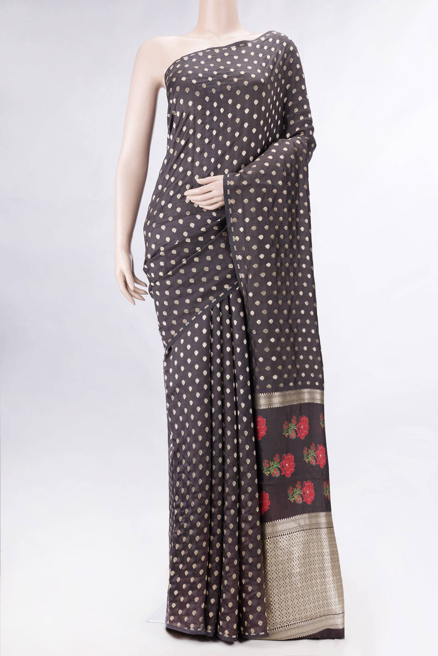 Black Dual Tone Tussar Silk Saree
