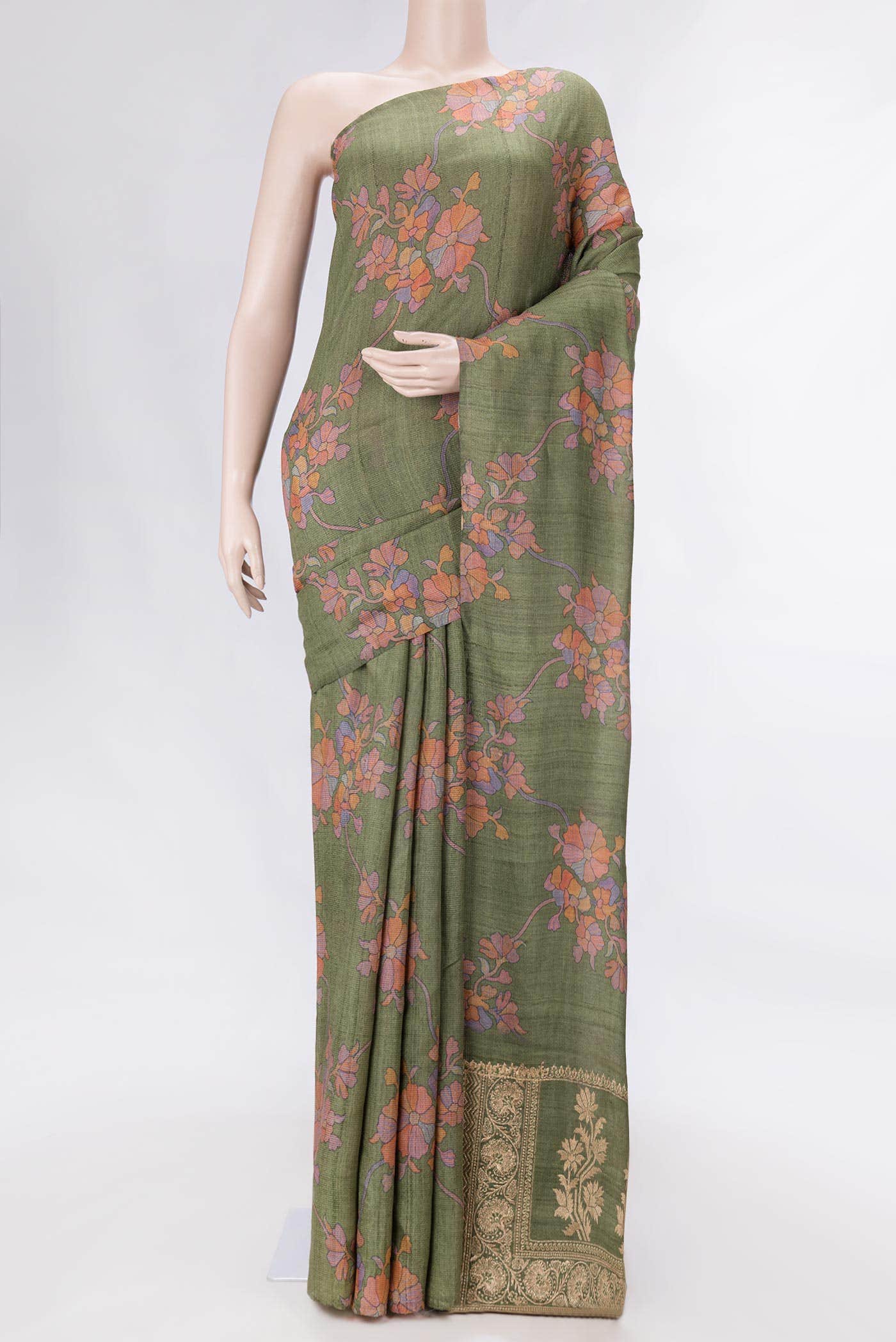 Green Dual Tone Tussar Silk Saree