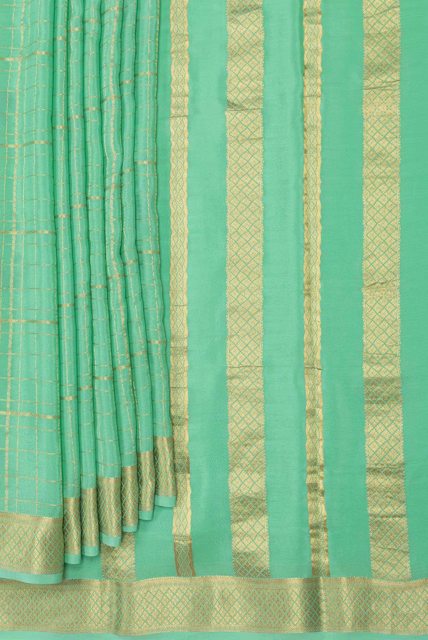 Sea Green Dual Tone Mysore Crepe Saree