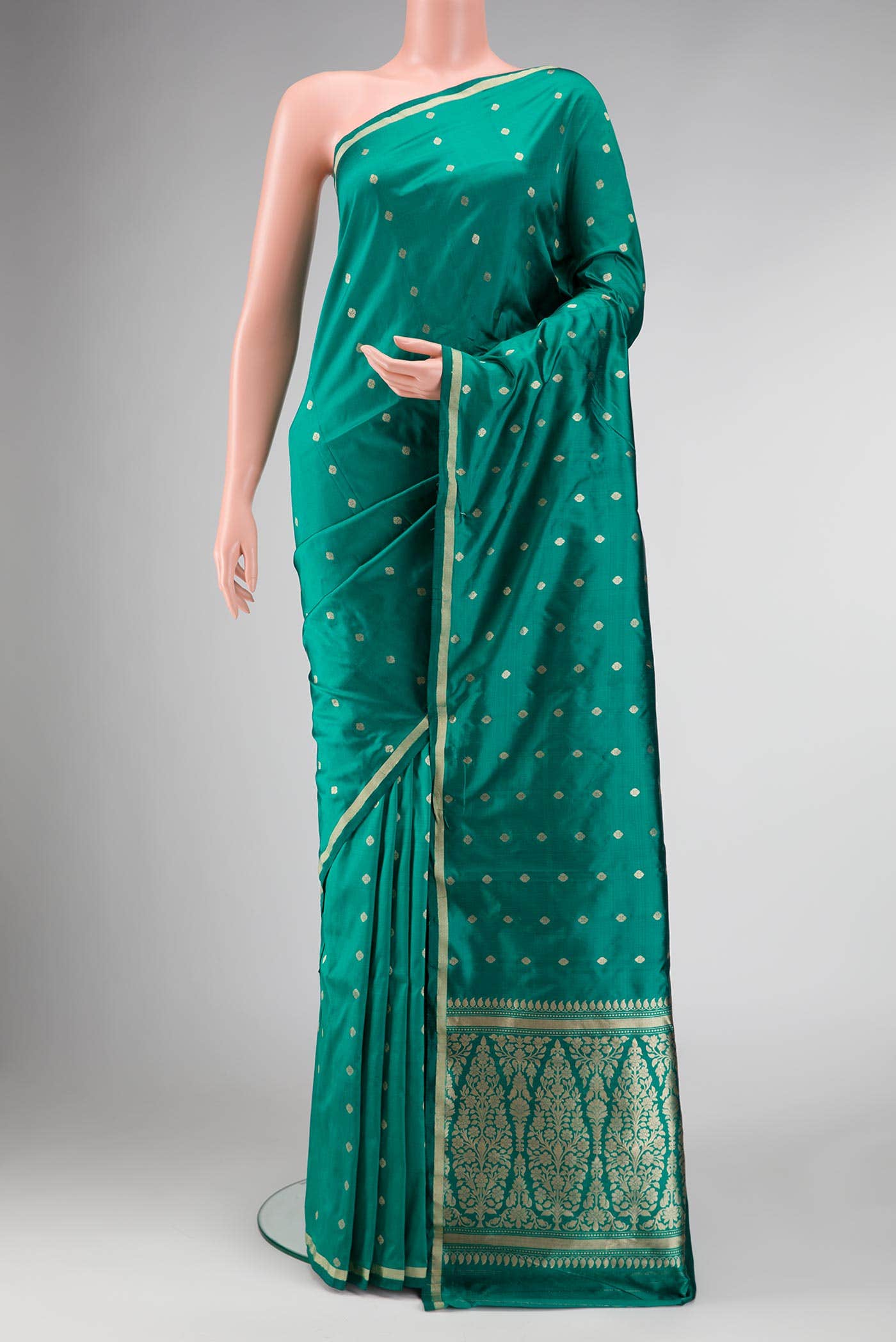 Green Dual Tone Blended Banarasi Silk Saree