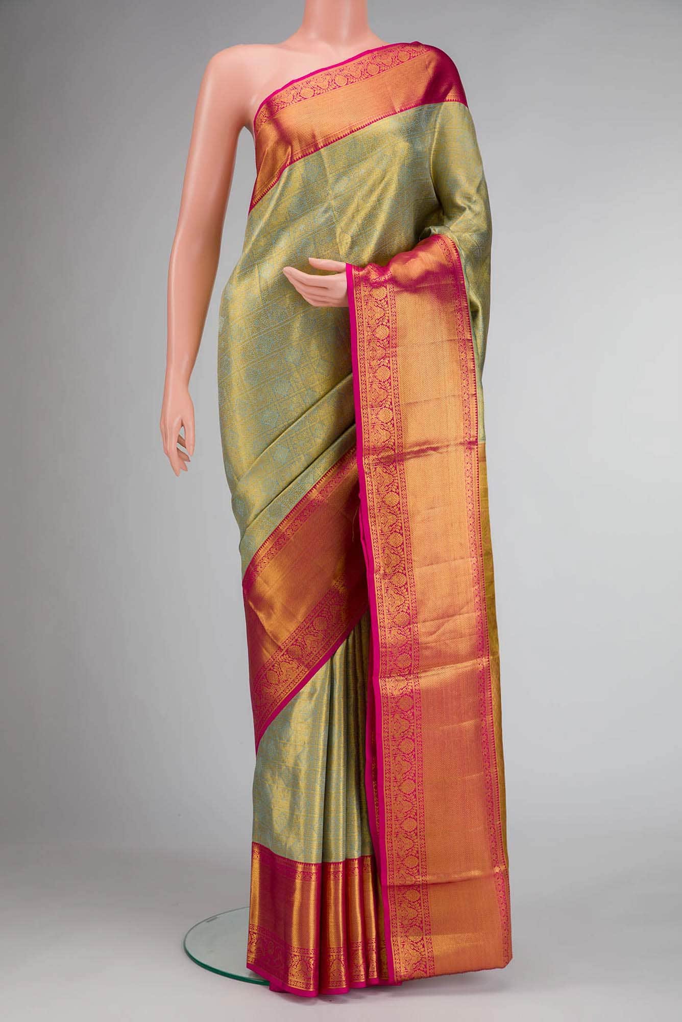 Blue Dual Tone Kanchipuram Tissue Silk Saree