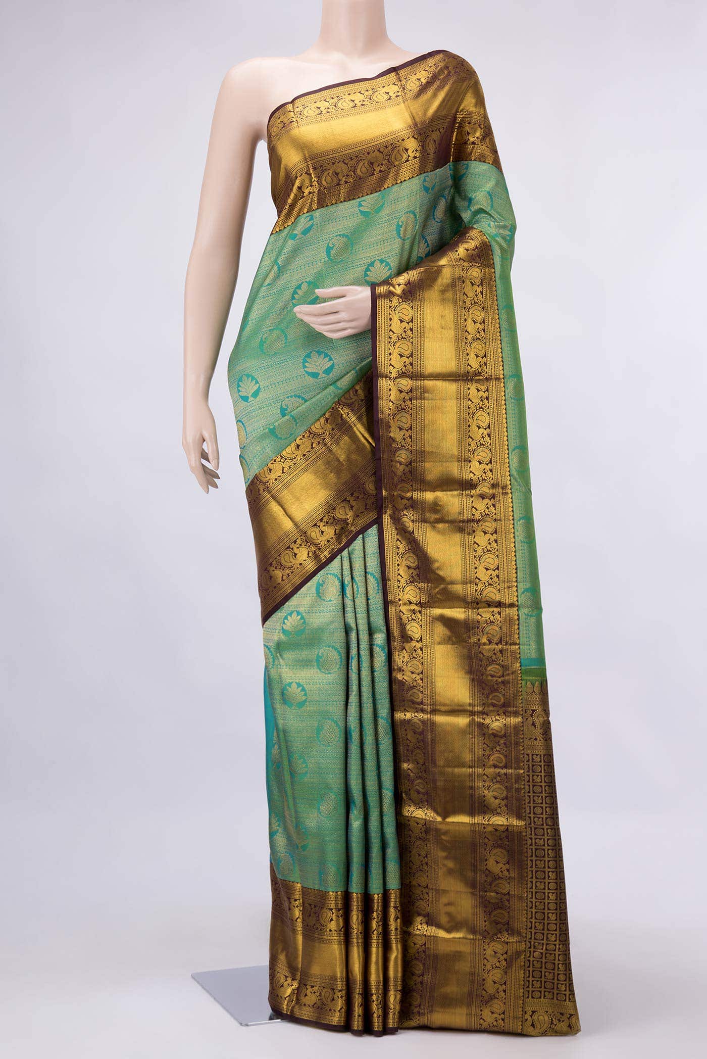 Green Dual Tone Kanchipuram Silk Saree