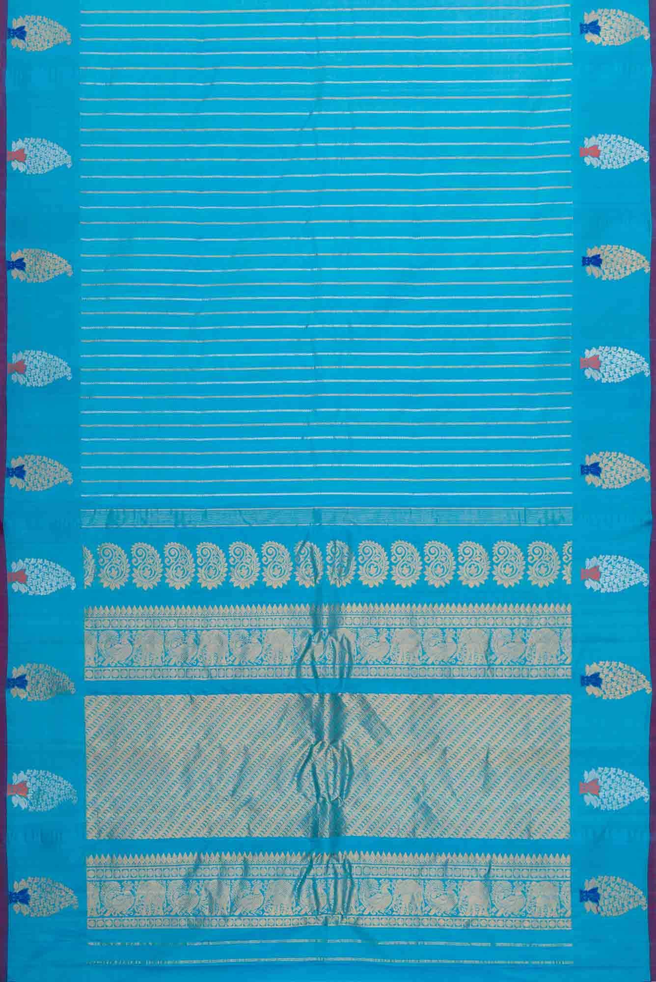 Sky Blue Dual Tone Gadwal Silk Saree