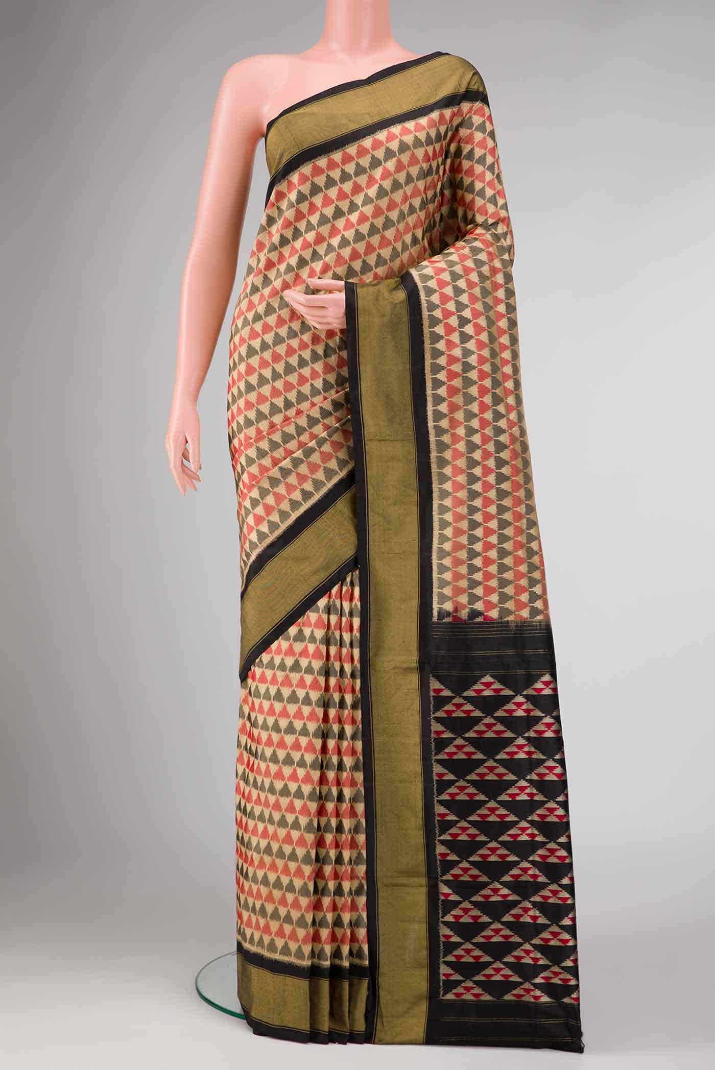 Sandal Dual Tone Double Ikat Saree