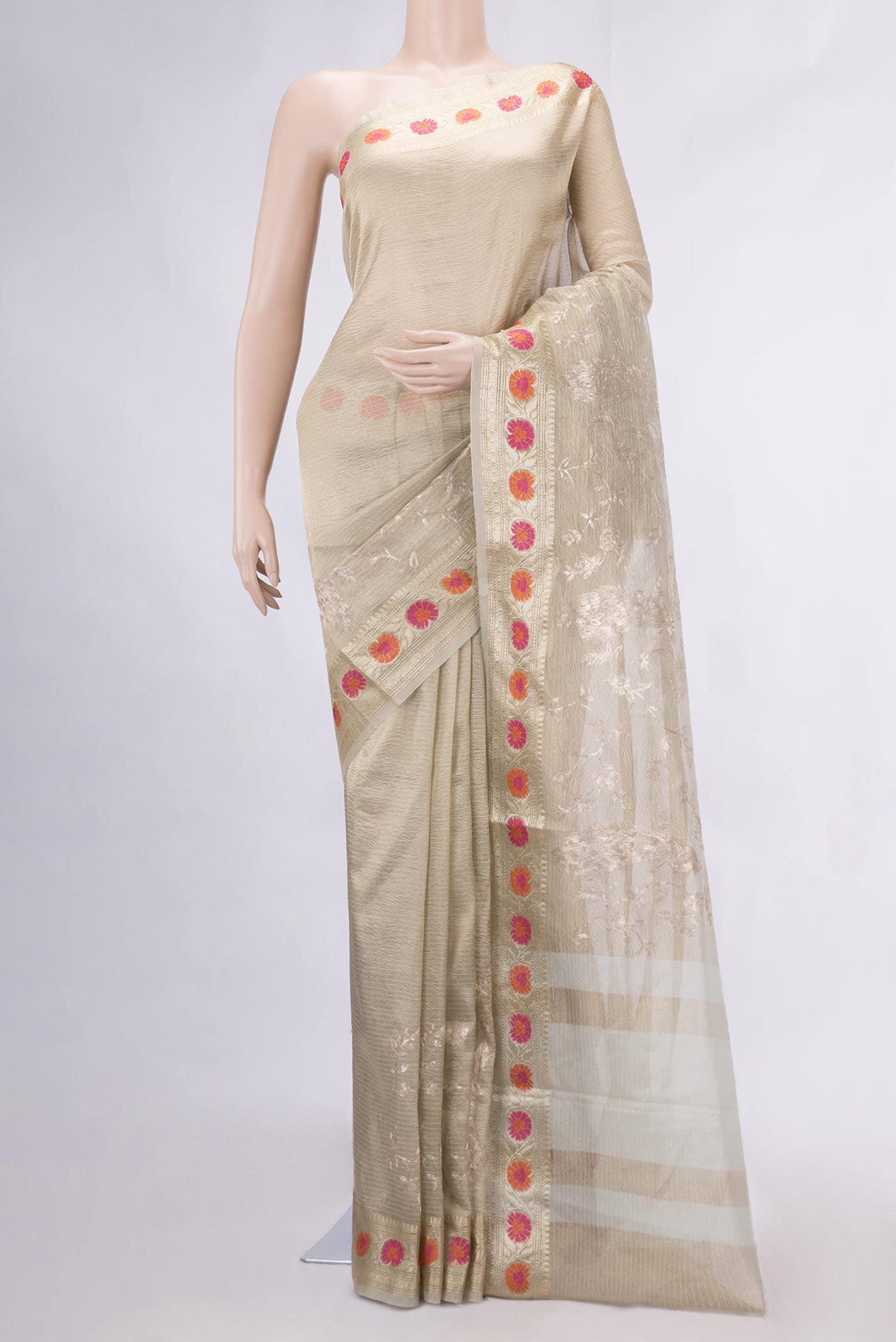 Grey Dual Tone Kota Silk Saree