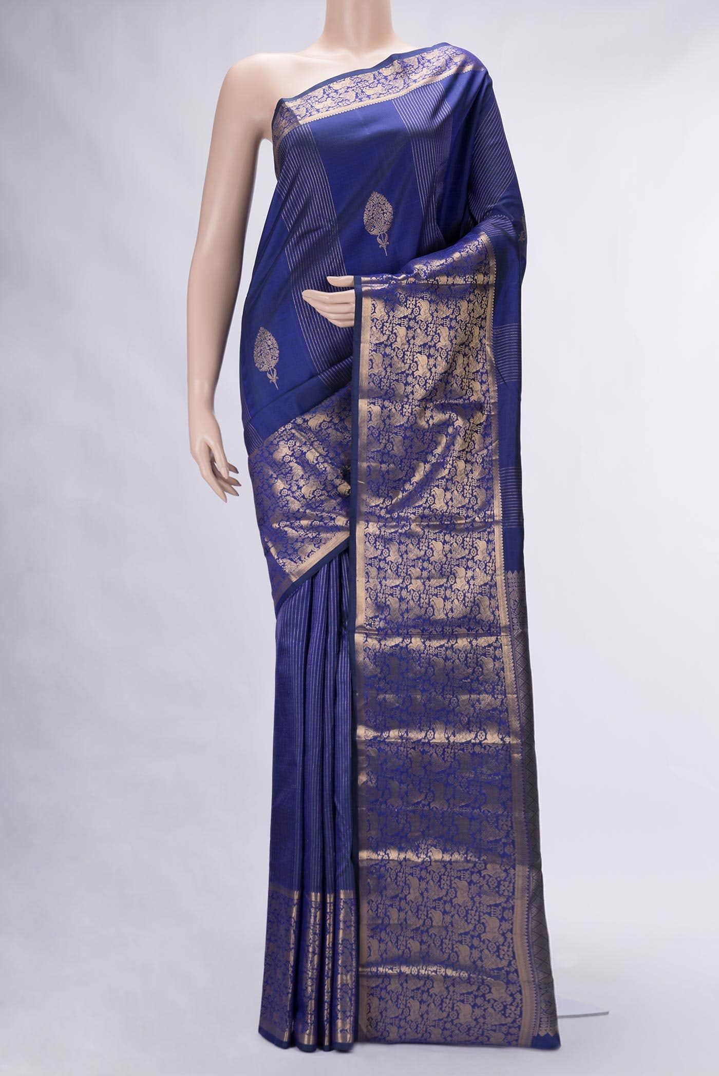 Blue Dual Tone Kanchipuram Silk Saree
