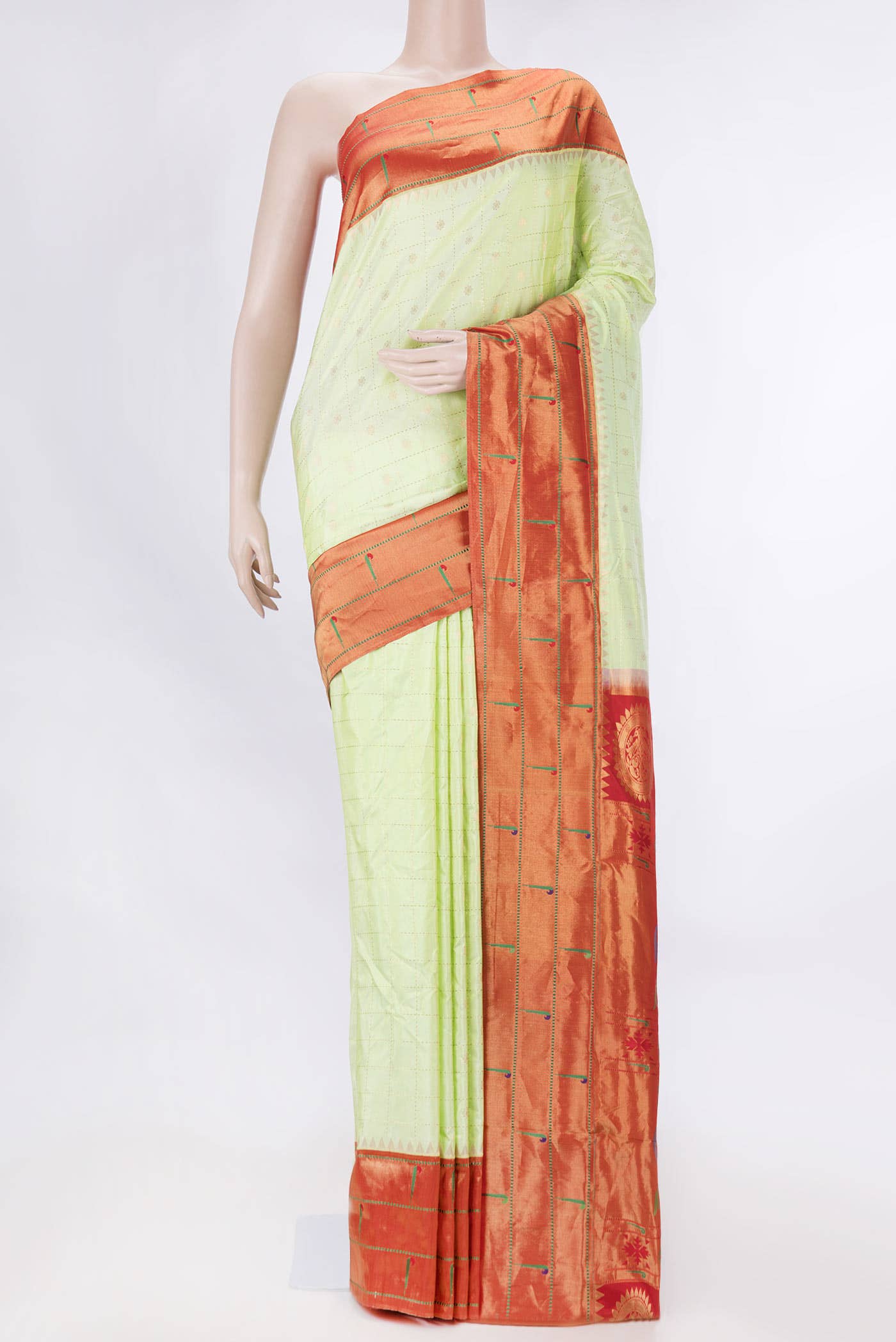 Pista Green Dual Tone Paithani Silk Saree
