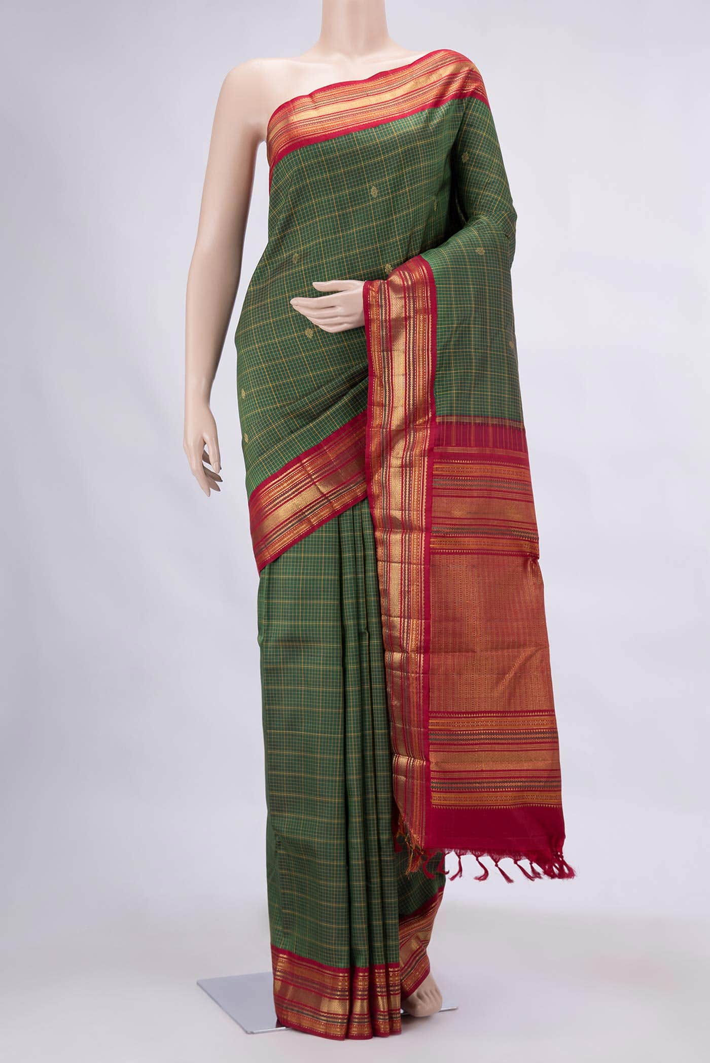 Pure Silk Pure Zari Green Kanchipuram Saree
