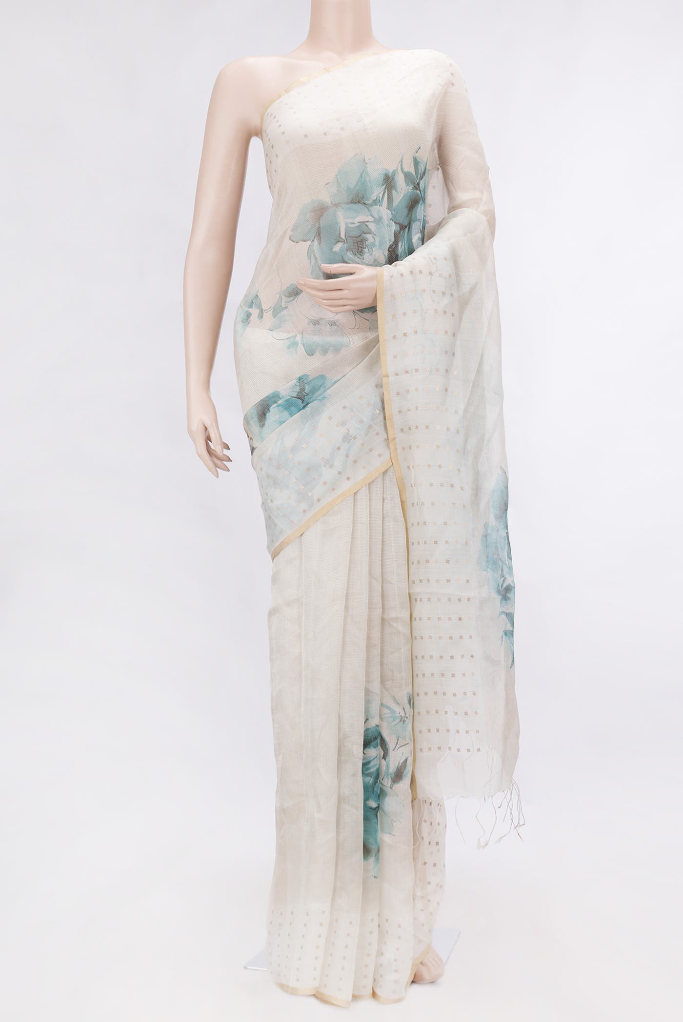 Beige Dual Tone Tussar Silk Saree