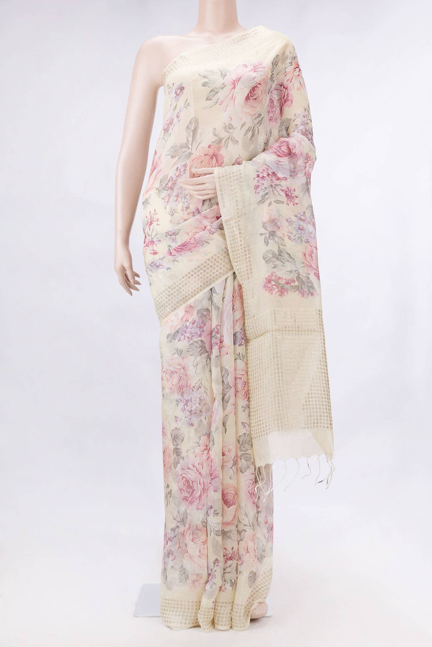Sandal Dual Tone Tussar Silk Saree