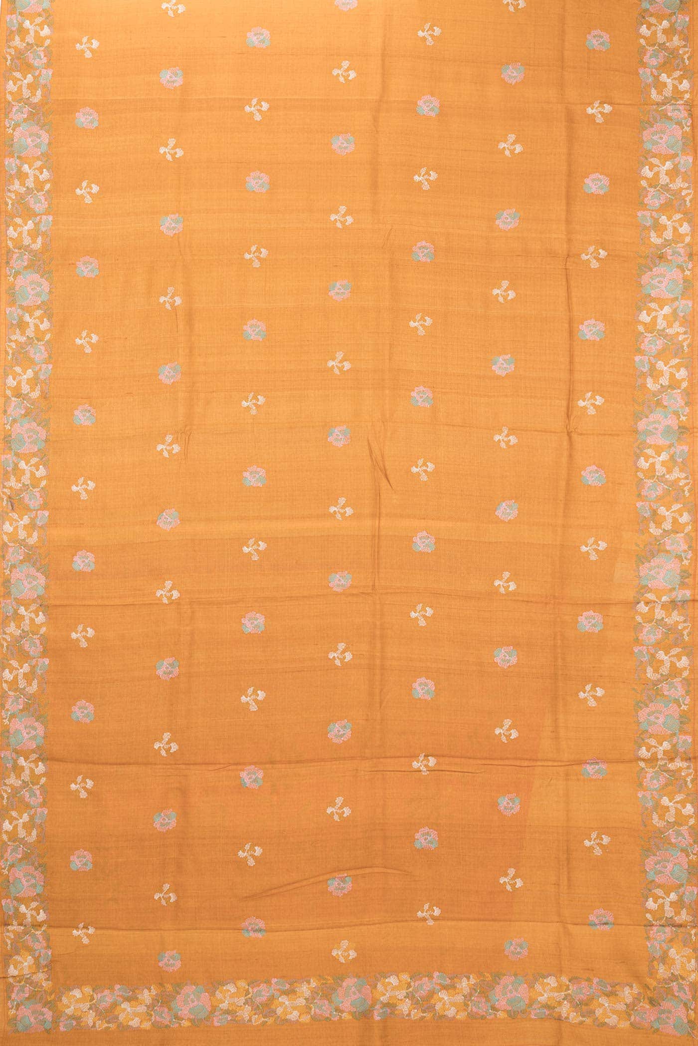 Mustard Dual Tone Tussar Silk Saree