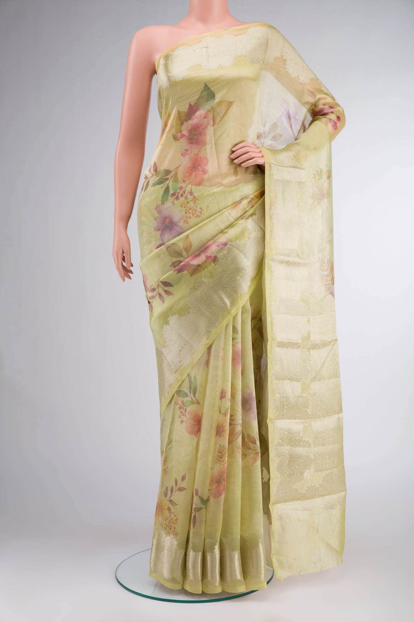 Yellow Tissue Silk Saree