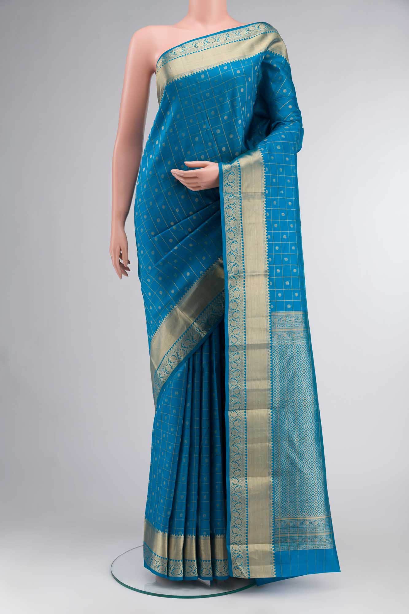 Blue Dual Tone Kanchipuram Silk Saree