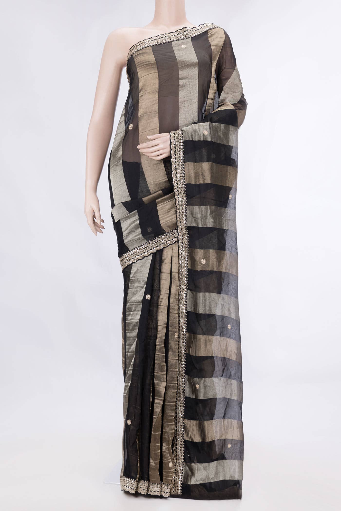 Black Dual Tone Mysore Georgette Saree