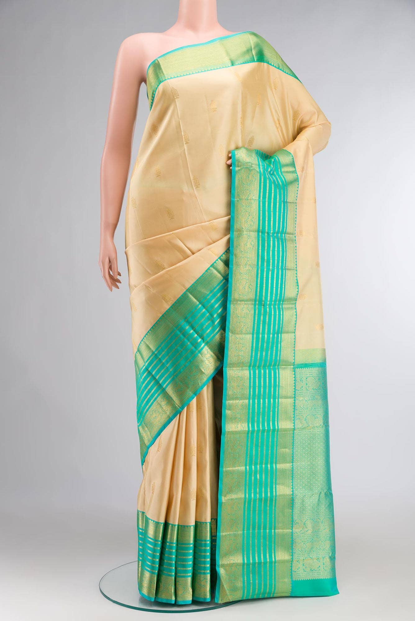 Beige Kanchipuram Silk Saree