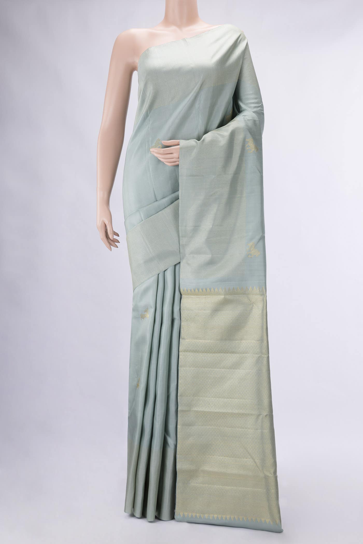 Davys Grey Kanchipuram Silk Saree