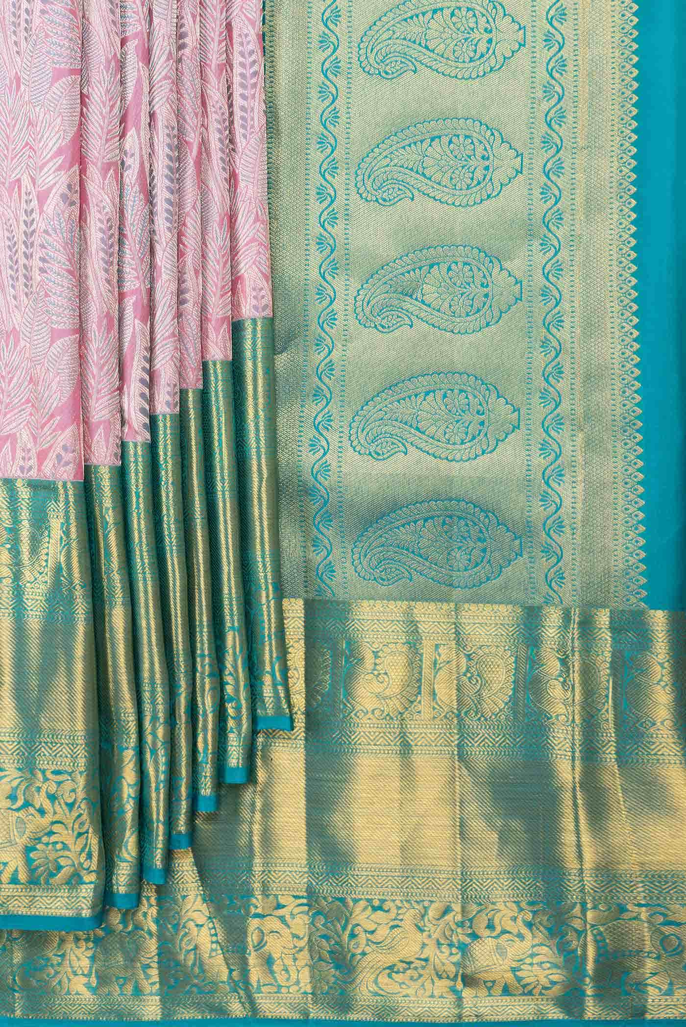 Pink Dual Tone Kanchipuram Silk Saree