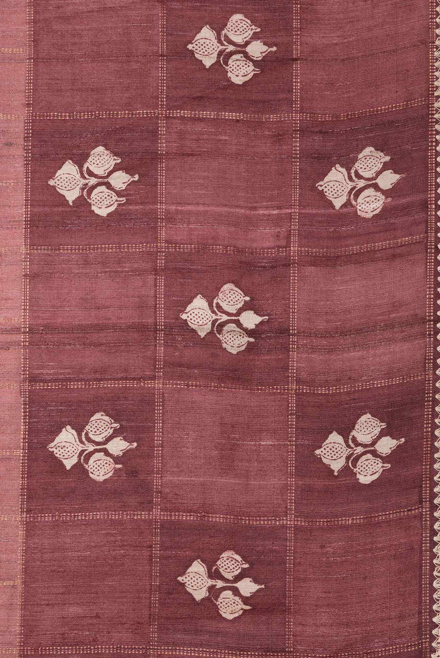 Maroon Tussar Silk Saree