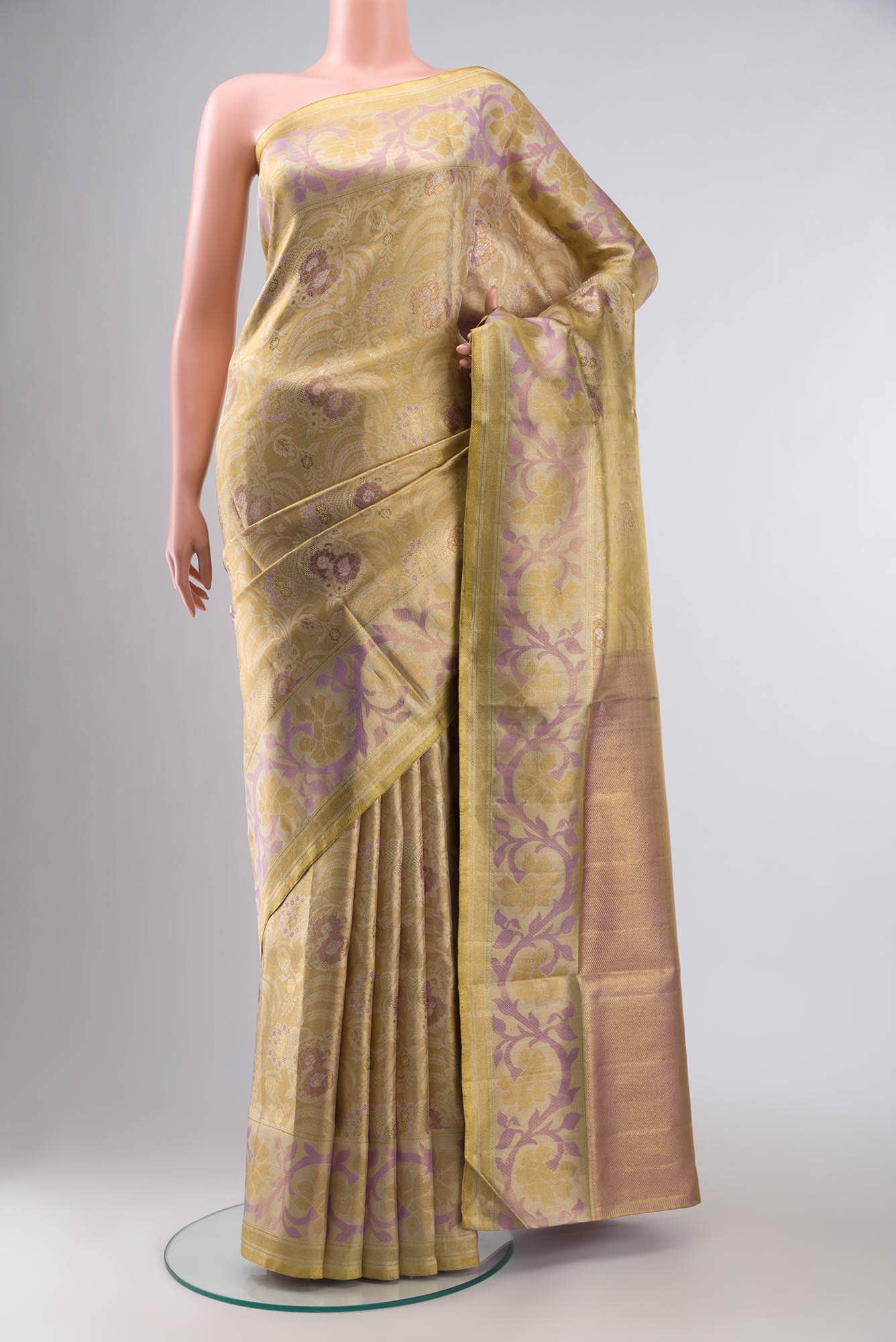 Gold Kanchipuram Tissue Silk Saree