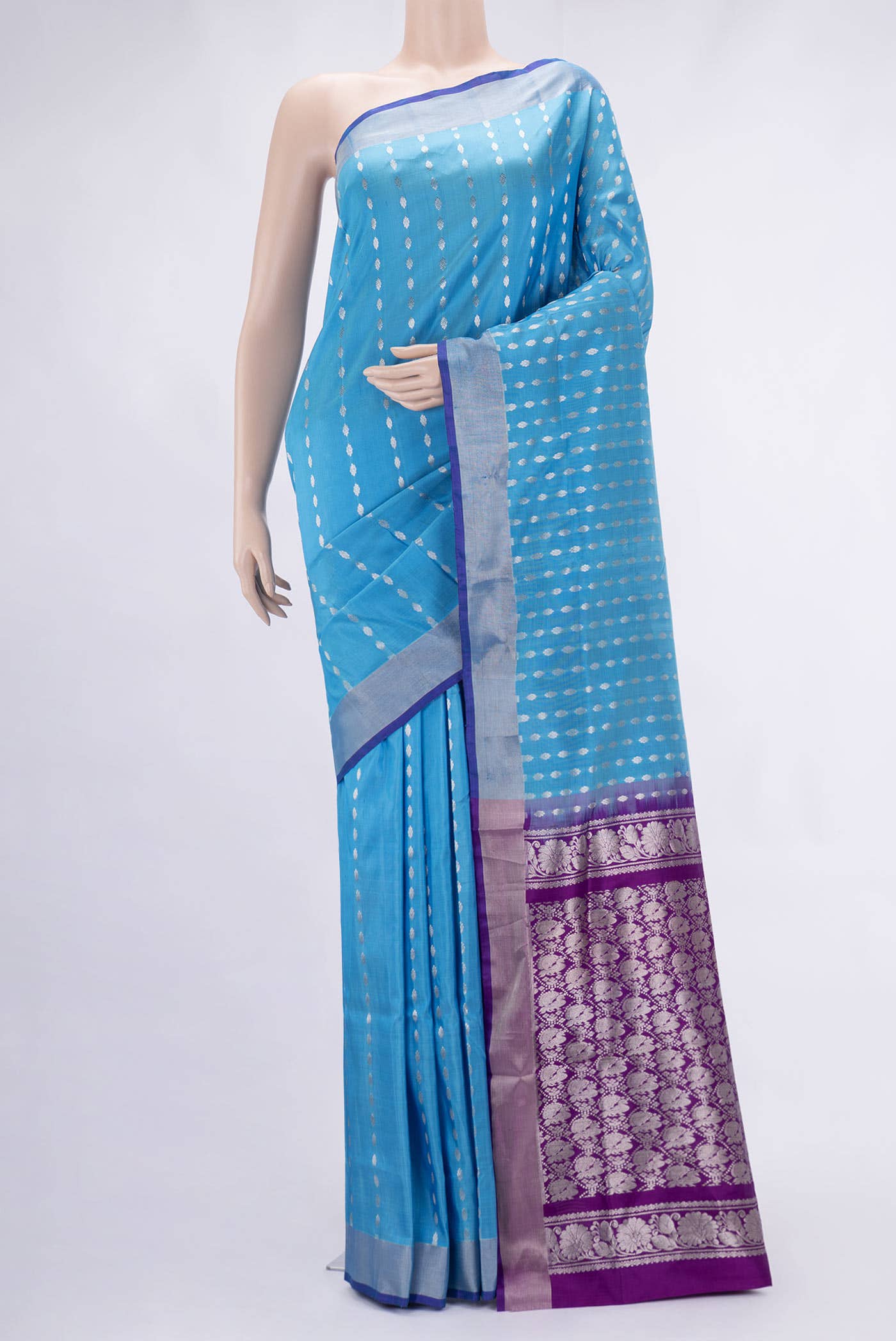 Sky Blue Dual Tone Uppada Silk Saree