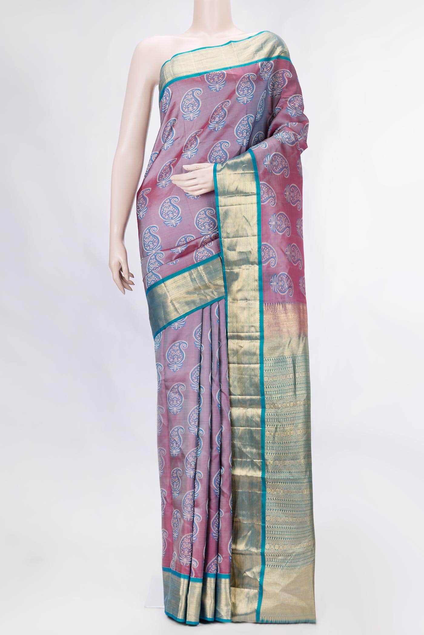 Pink Dual Tone Kanchipuram Silk Saree
