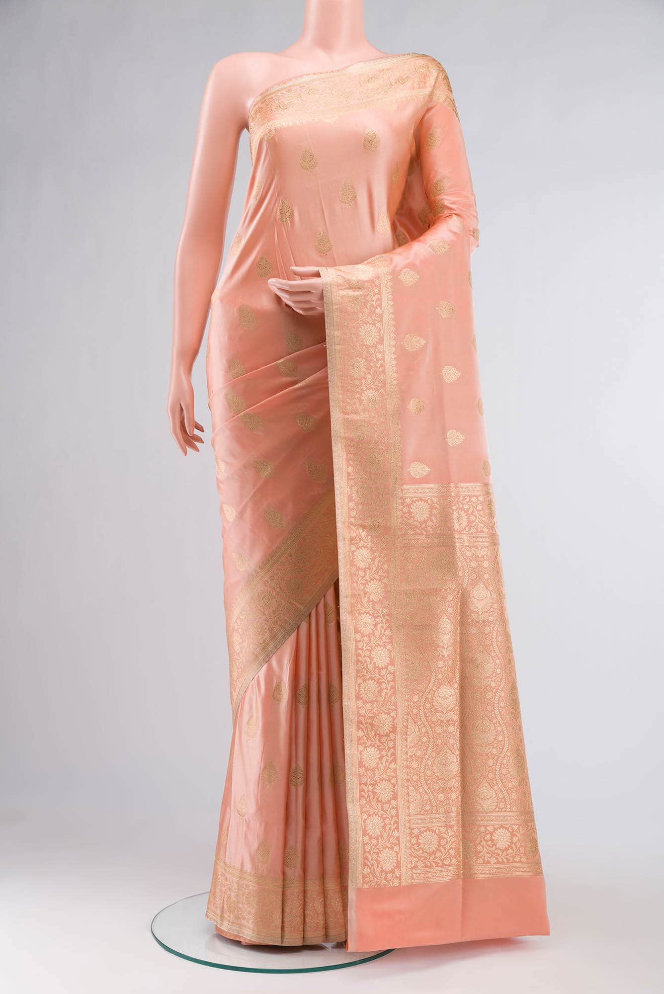 Peach Banarasi Silk Saree
