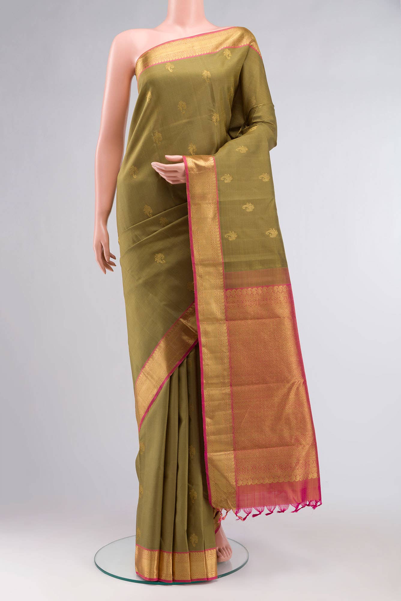 Beige Kanchipuram Silk Saree