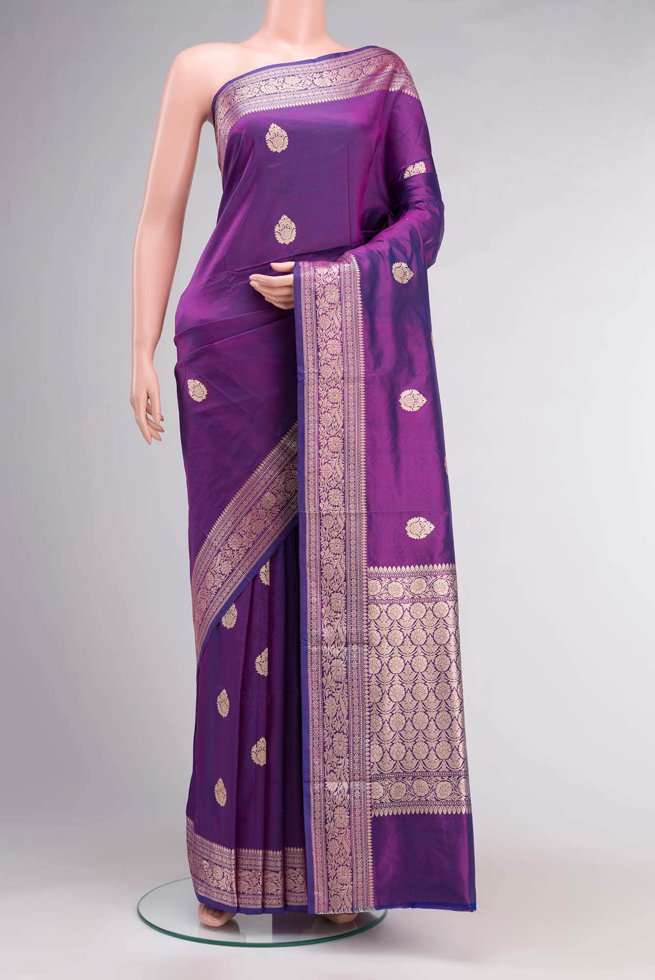 Purple Banarasi Katan Silk Saree