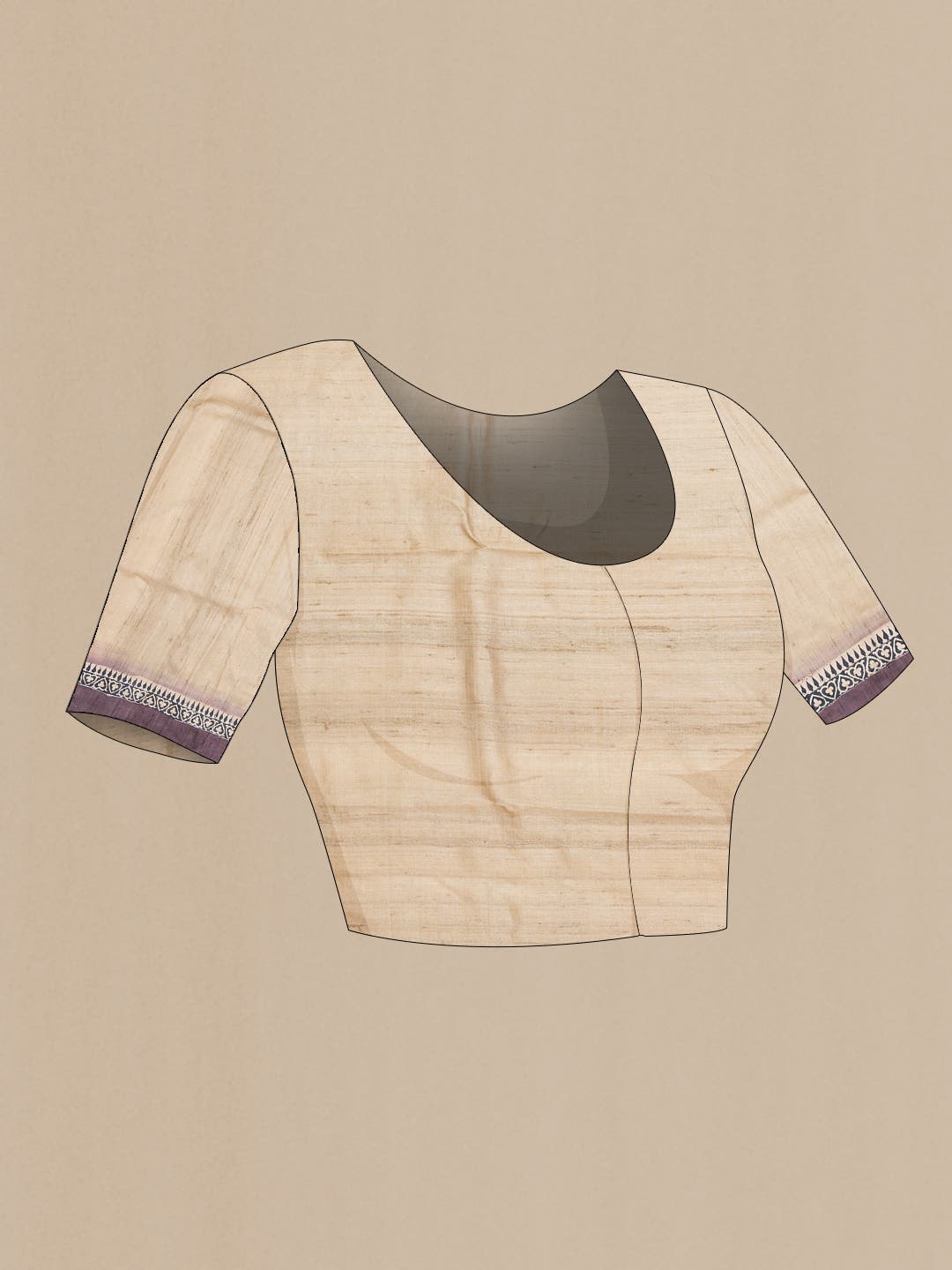 Beige Tussar Silk Saree