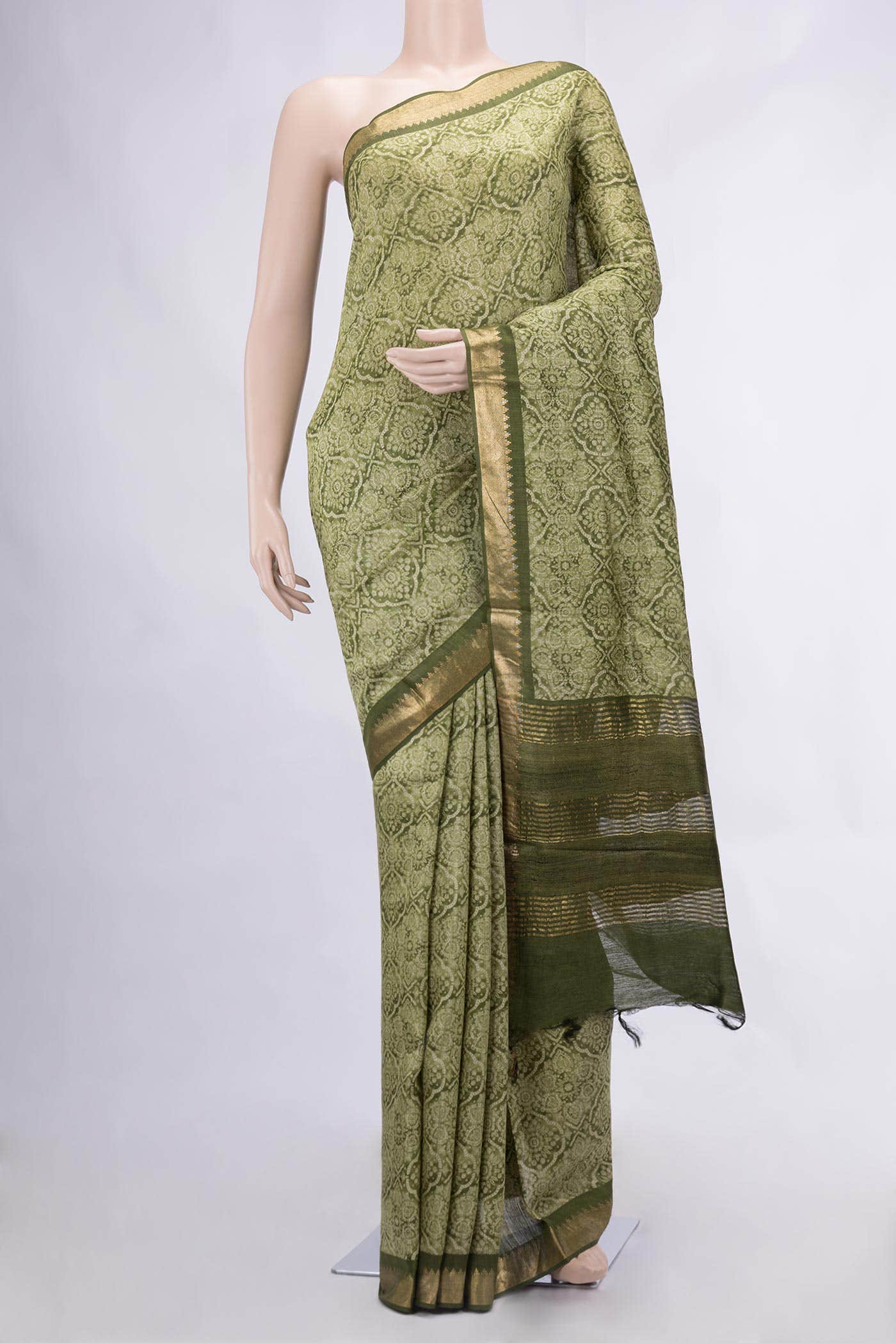 Green Tussar Silk Saree