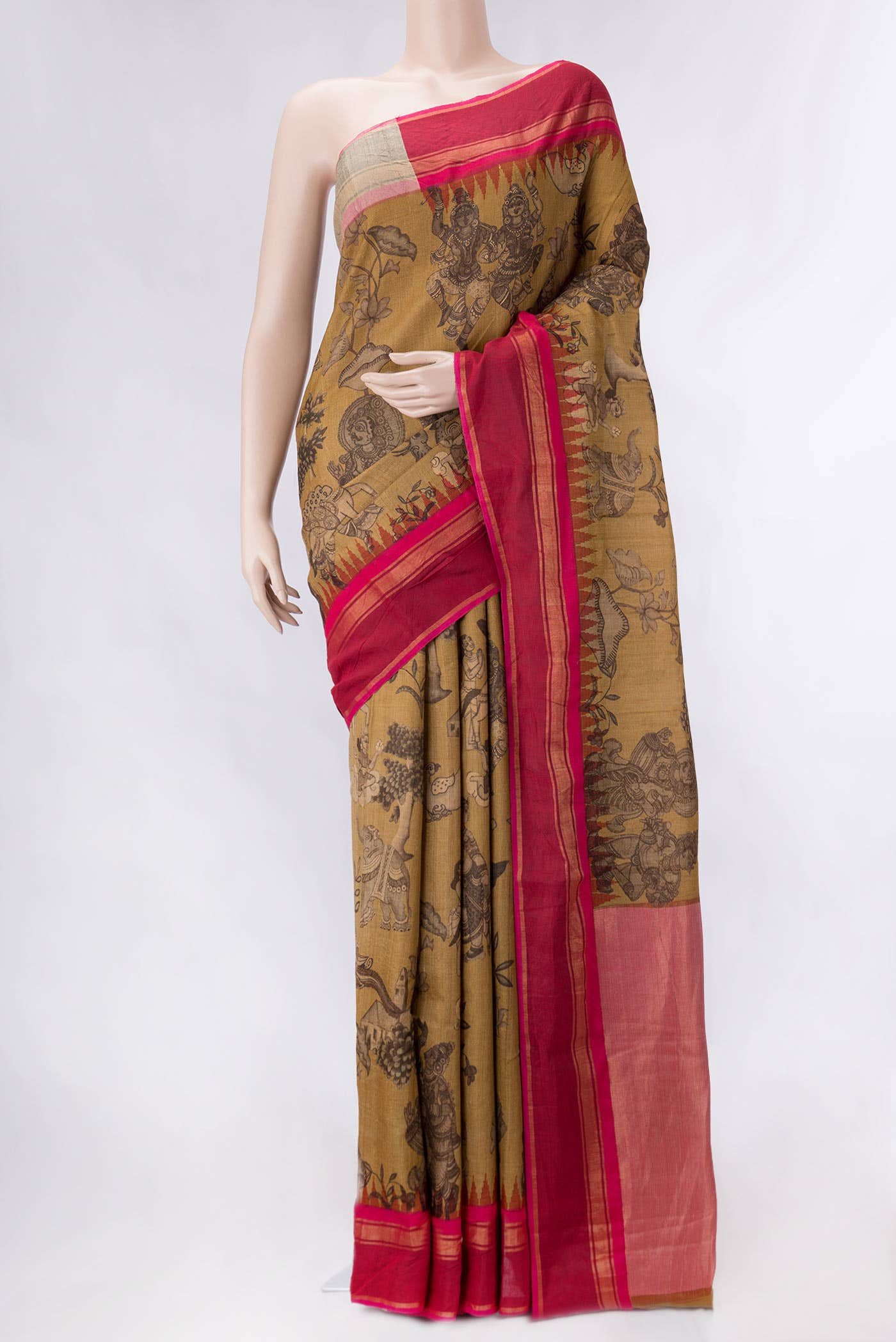 Mustard Dual Tone Tussar Silk Saree