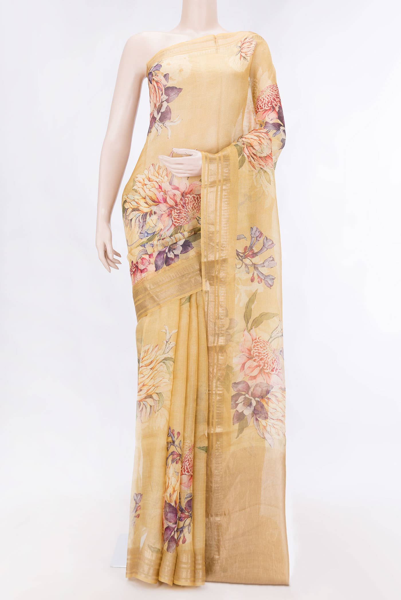 Sandal Dual Tone Kota Silk Saree