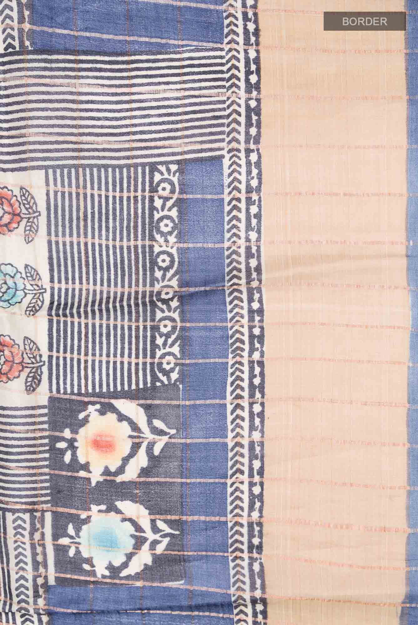 Blue Tussar Saree