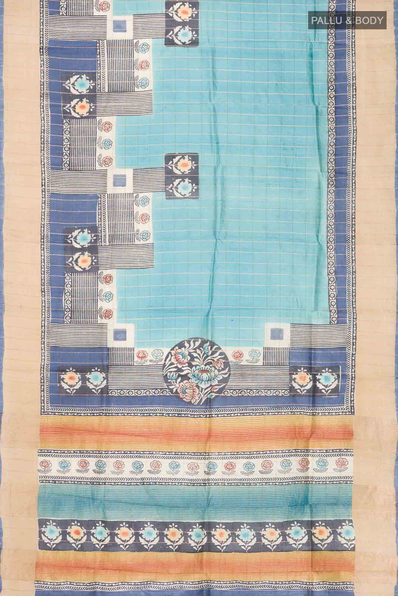Blue Tussar Saree