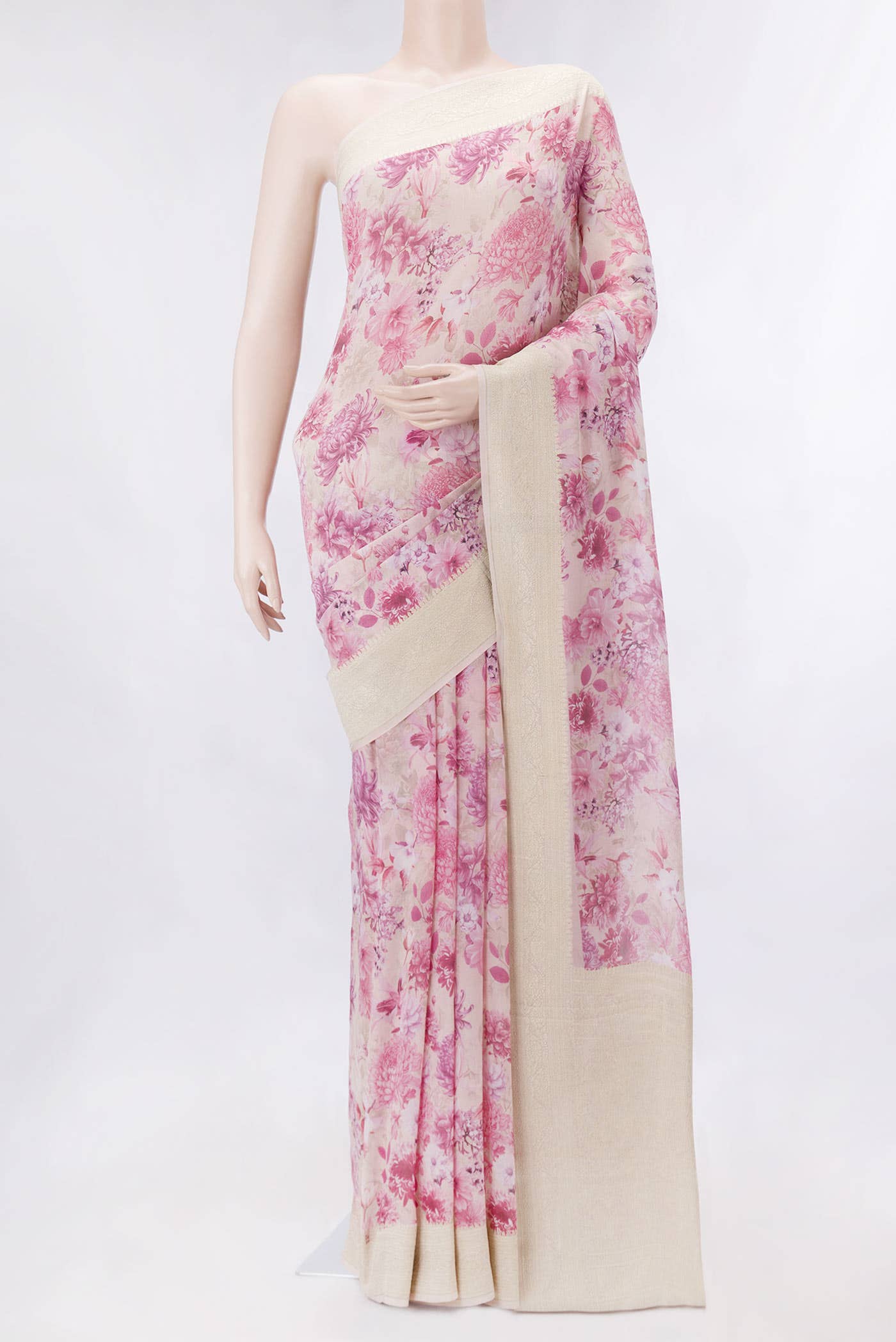 Beige Dual Tone Mysore Georgette Saree