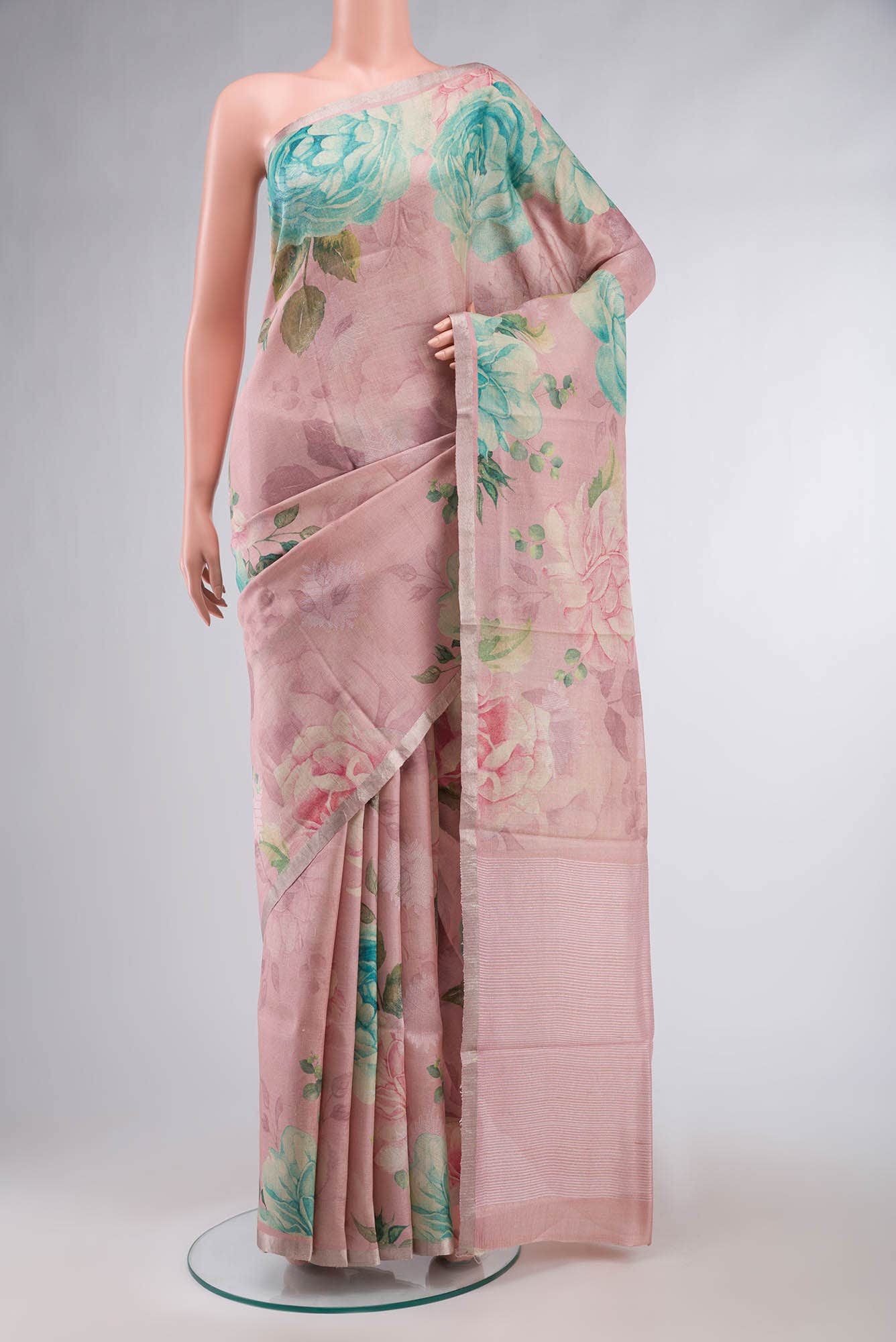 Rose Gold Bhagalpuri Tussar Silk Saree
