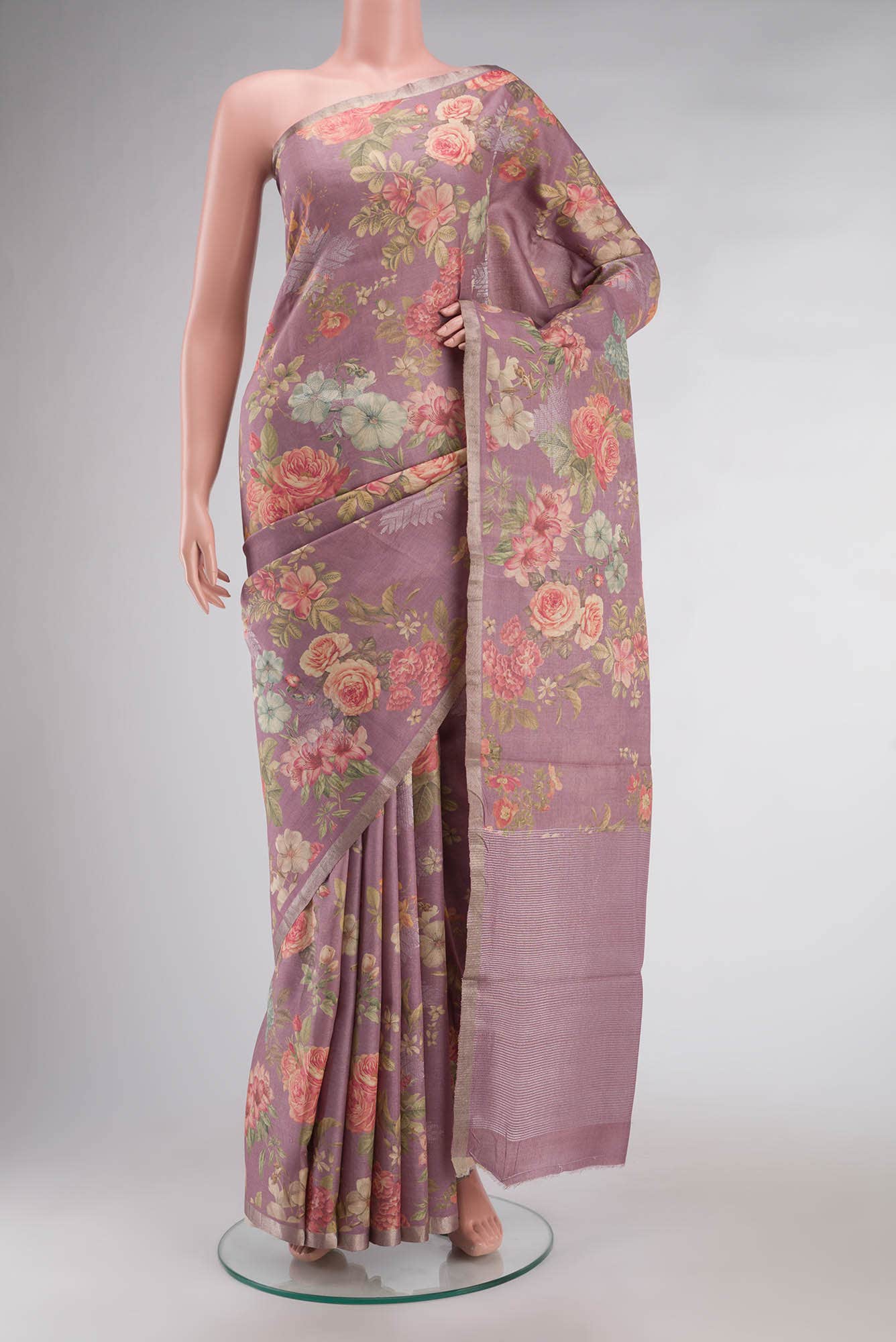 Mauve Bhagalpuri Tussar Silk Saree