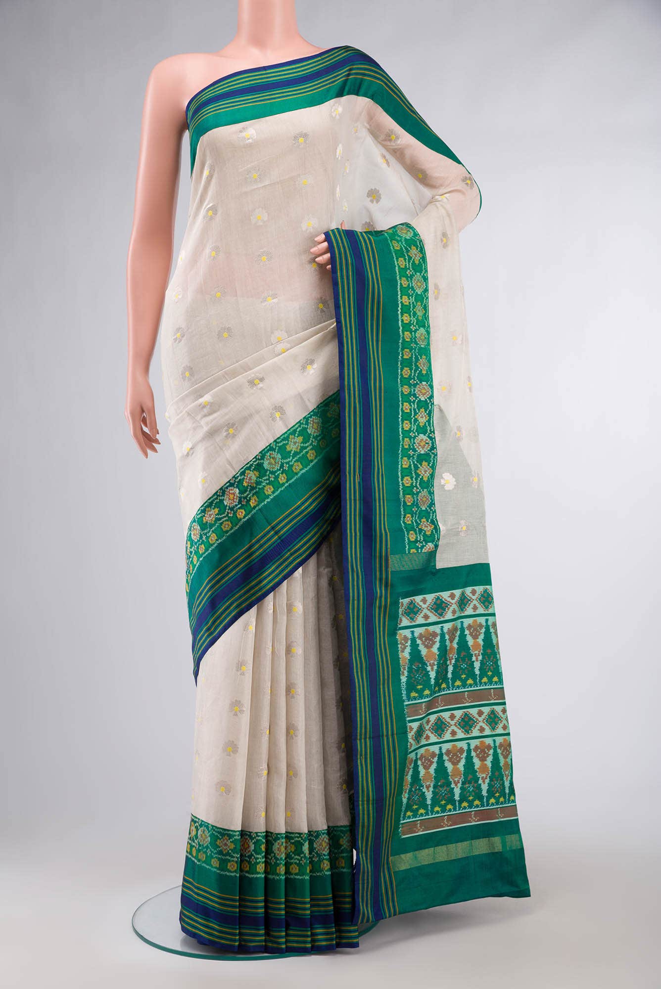Cream Chanderi Silk Saree