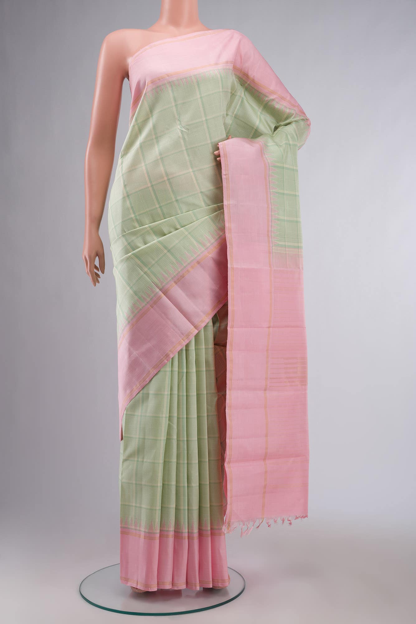 Pure Silk Pure Zari Light Green Kanchipuram Saree